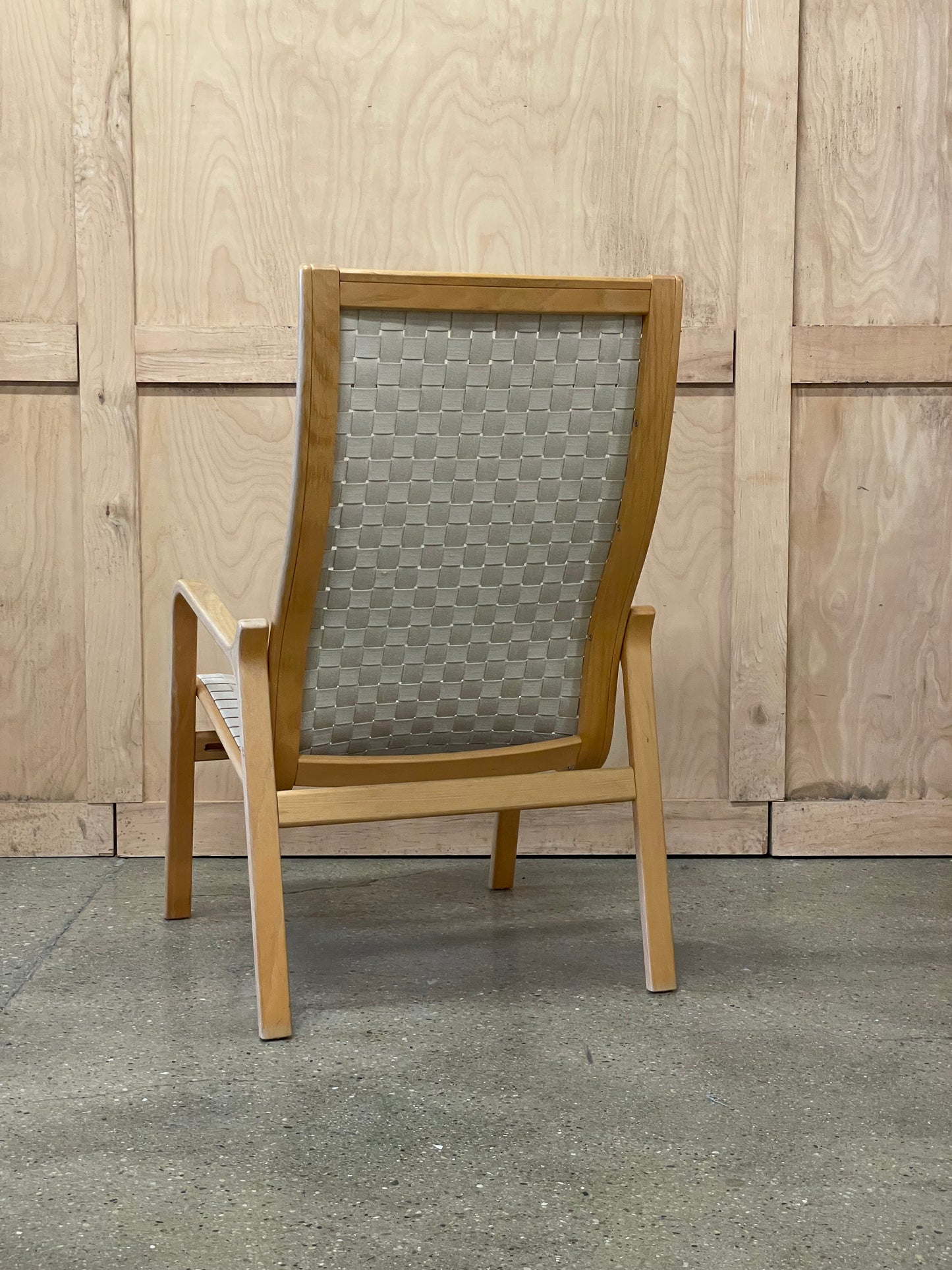 Scanavian Bentwood and woven seat lounge chair
