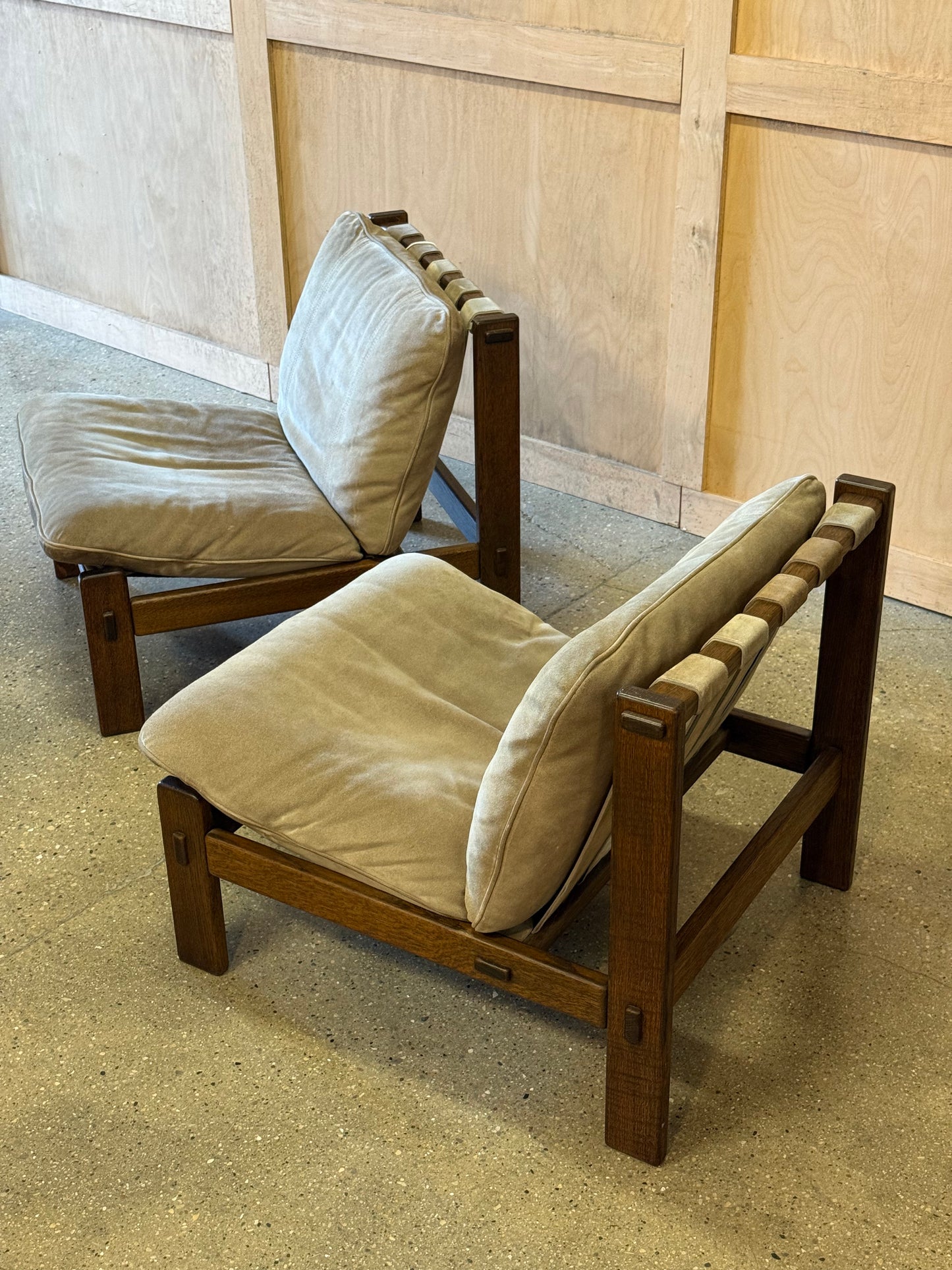 Pair of Dutch Oak Sling Chairs