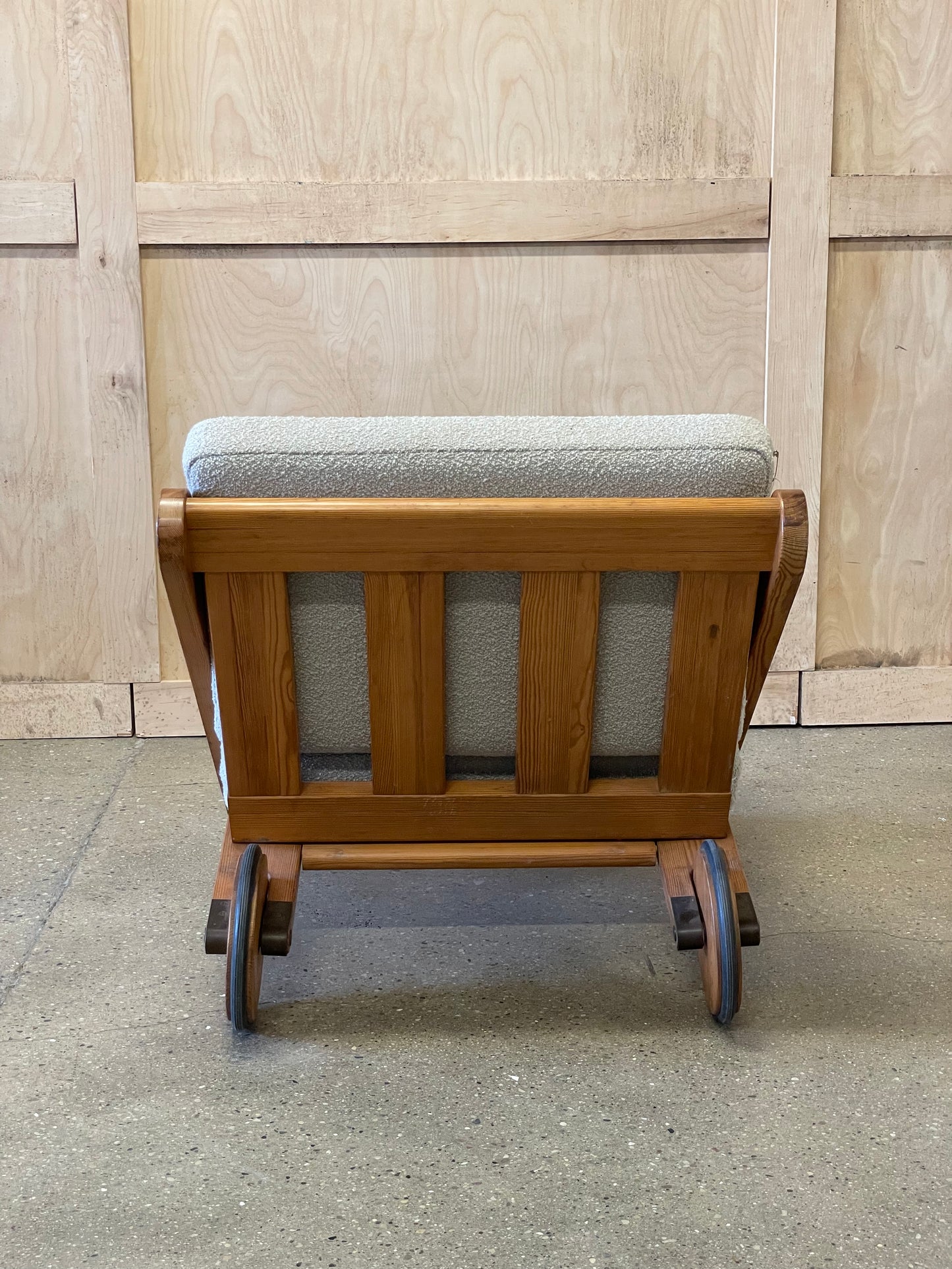 Danish pine chair with wheels