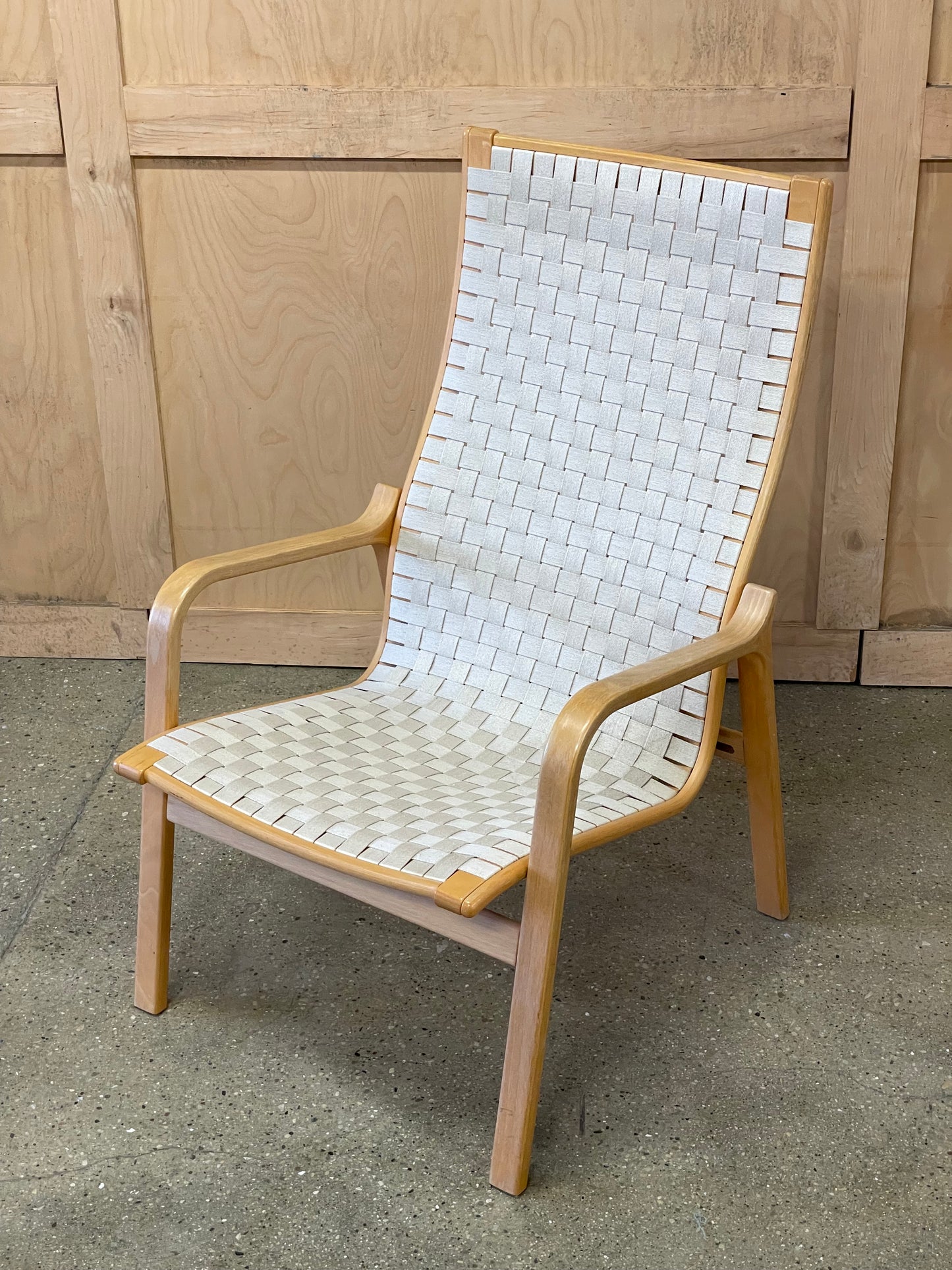 Scanavian Bentwood and woven seat lounge chair