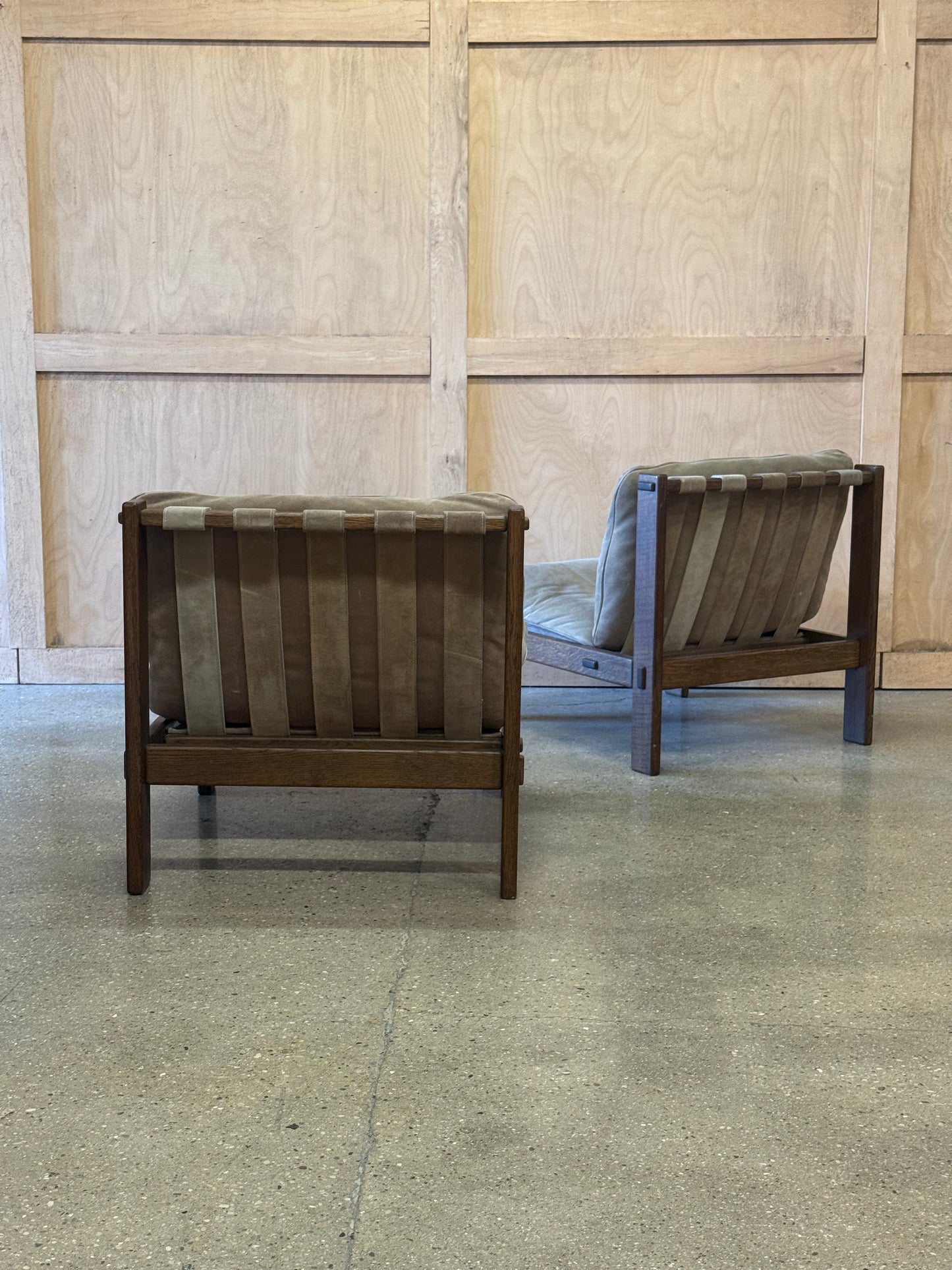 Pair of Dutch Oak Sling Chairs