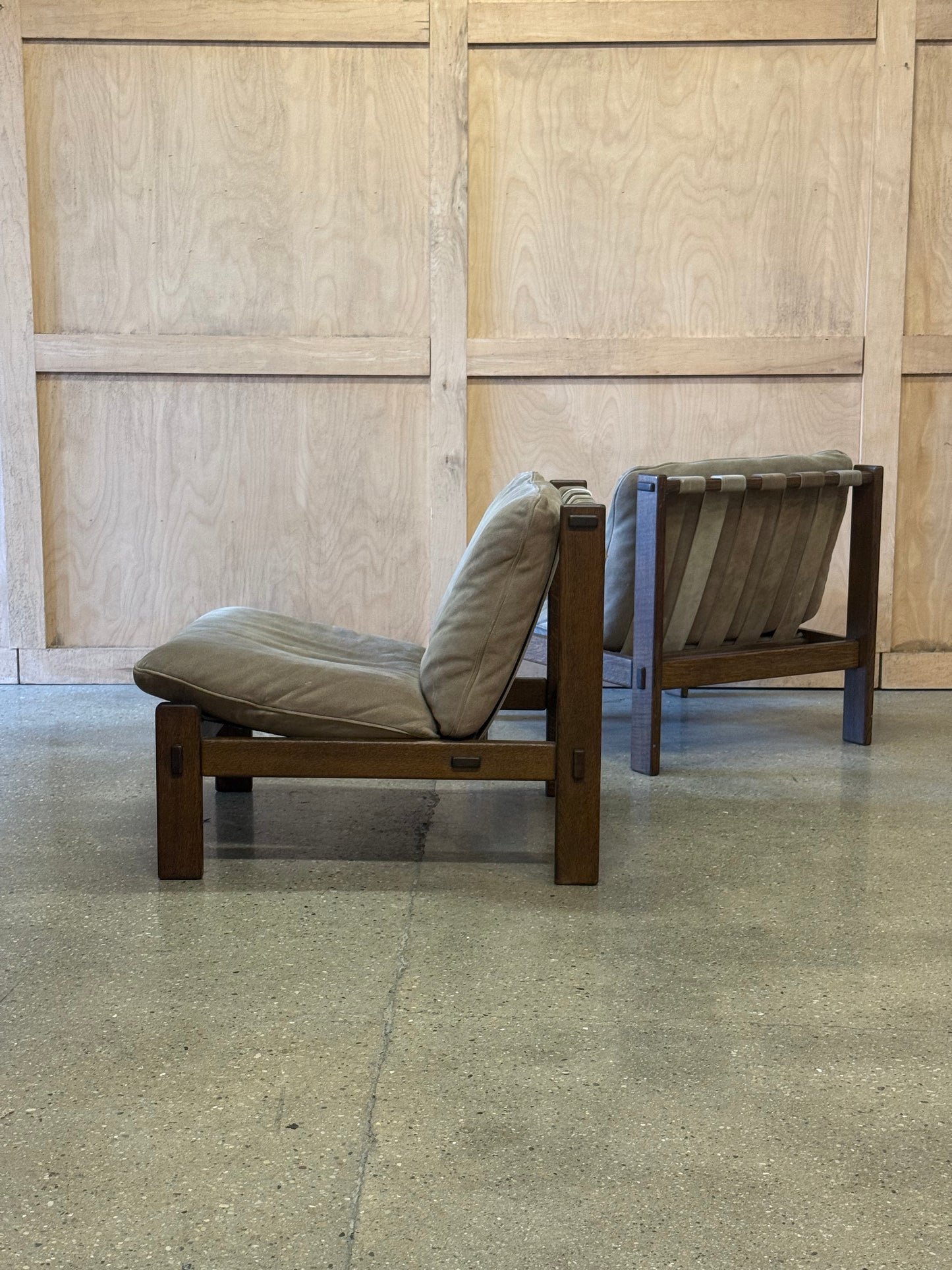 Pair of Dutch Oak Sling Chairs