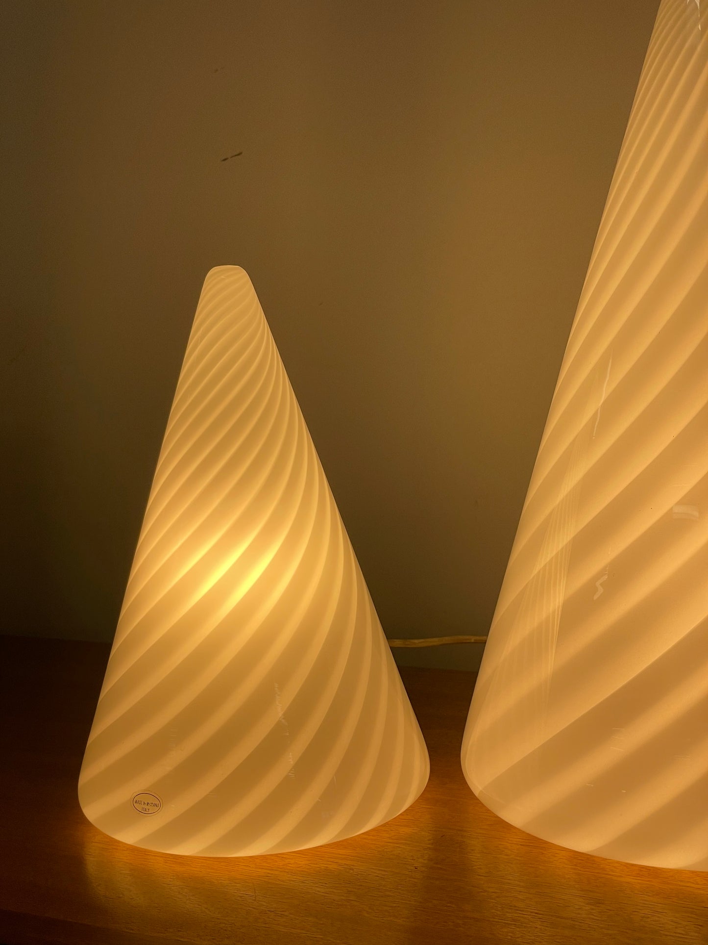 Murano glass cone lamps