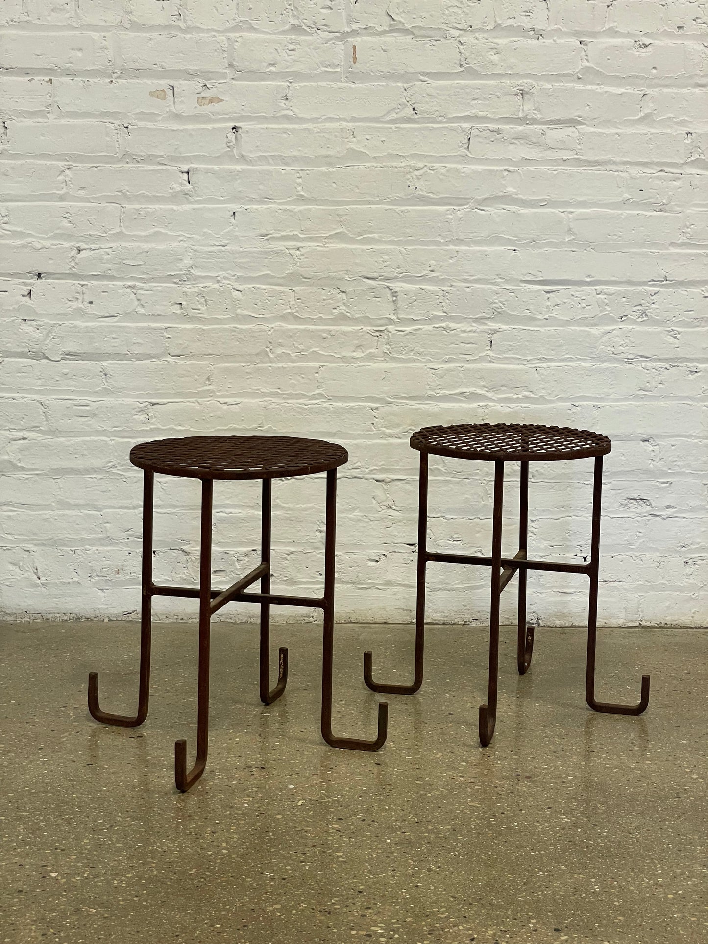 Pair of iron end tables