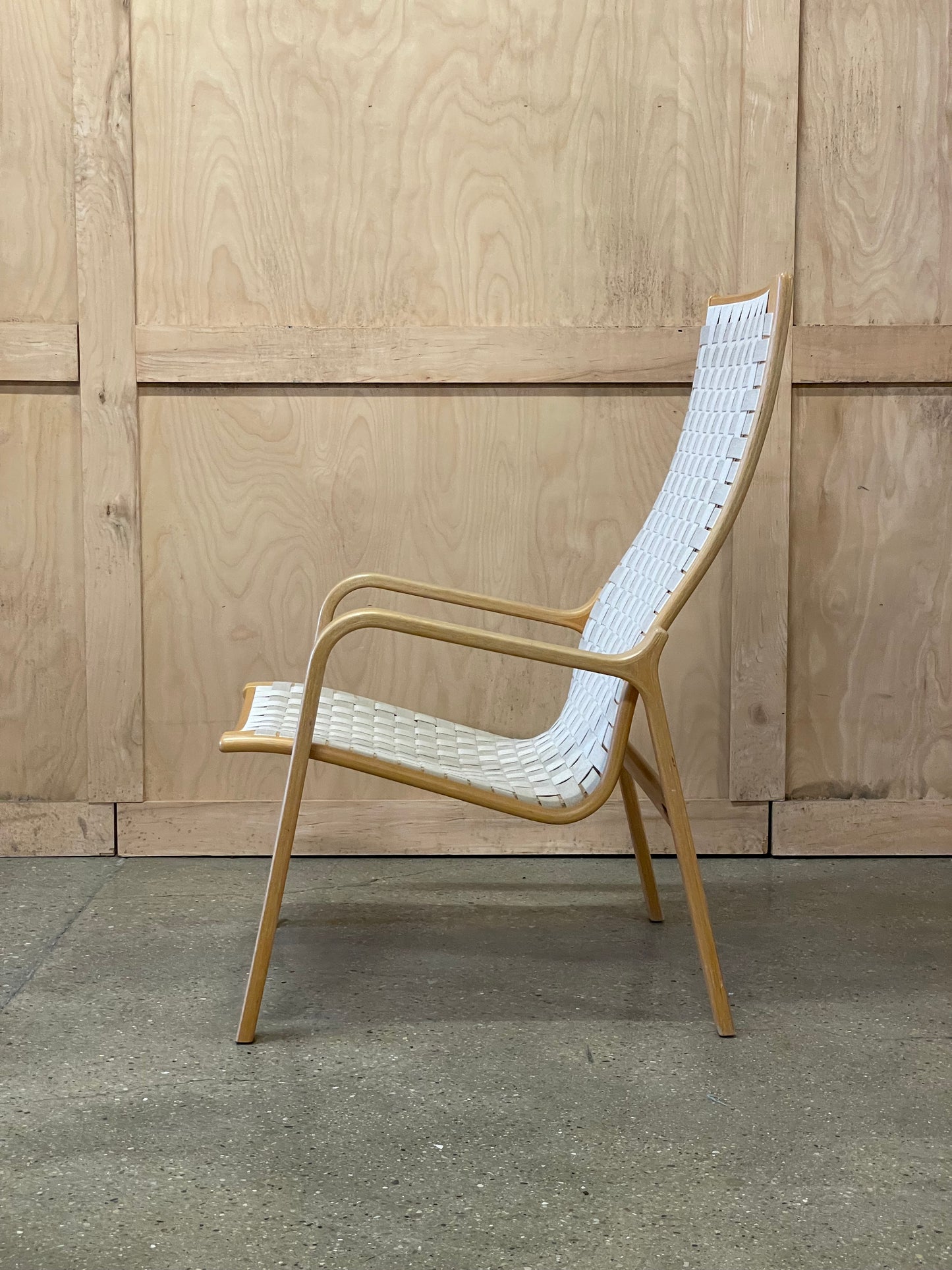 Scanavian Bentwood and woven seat lounge chair