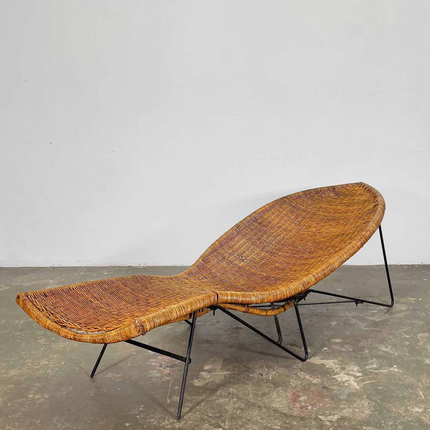 Rattan and Iron Fish Chaise Lounge