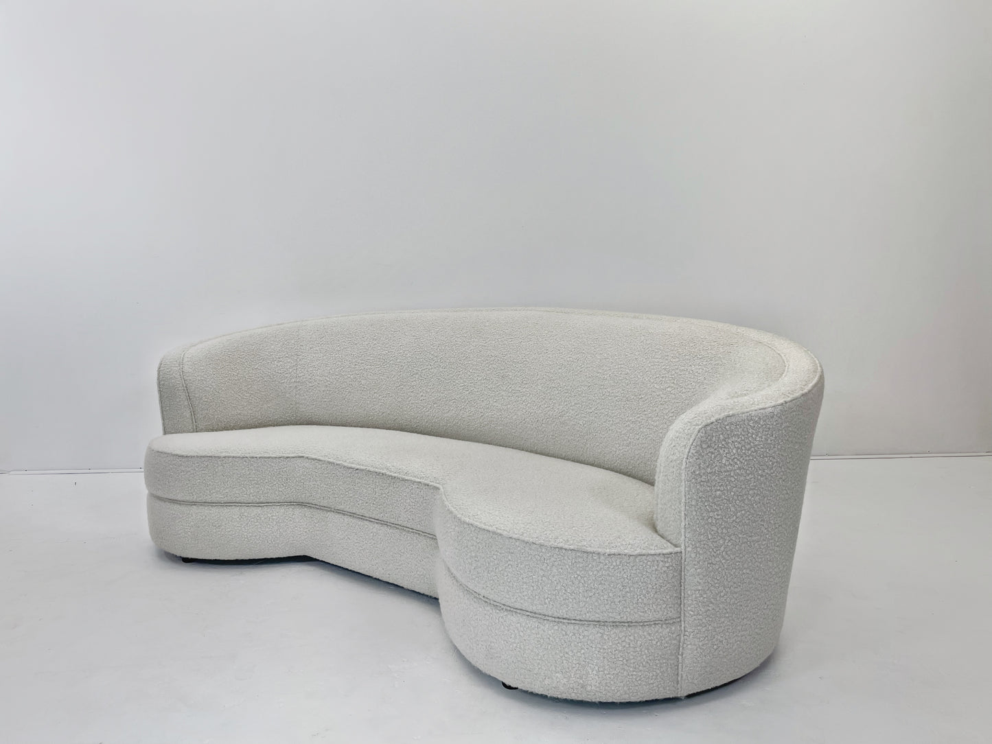 Custom Curved Sofa in White Boucle