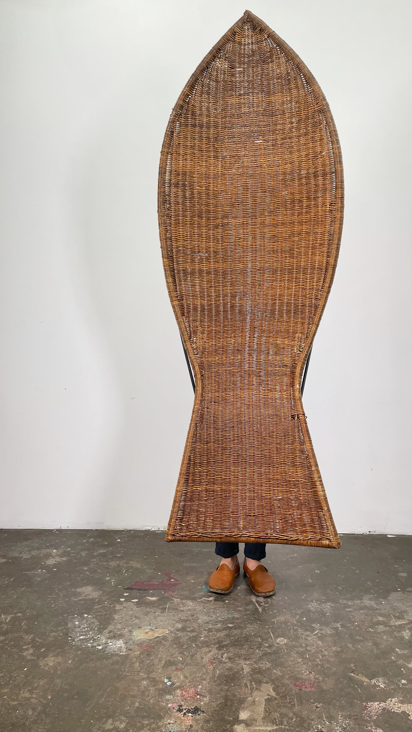 Rattan and Iron Fish Chaise Lounge