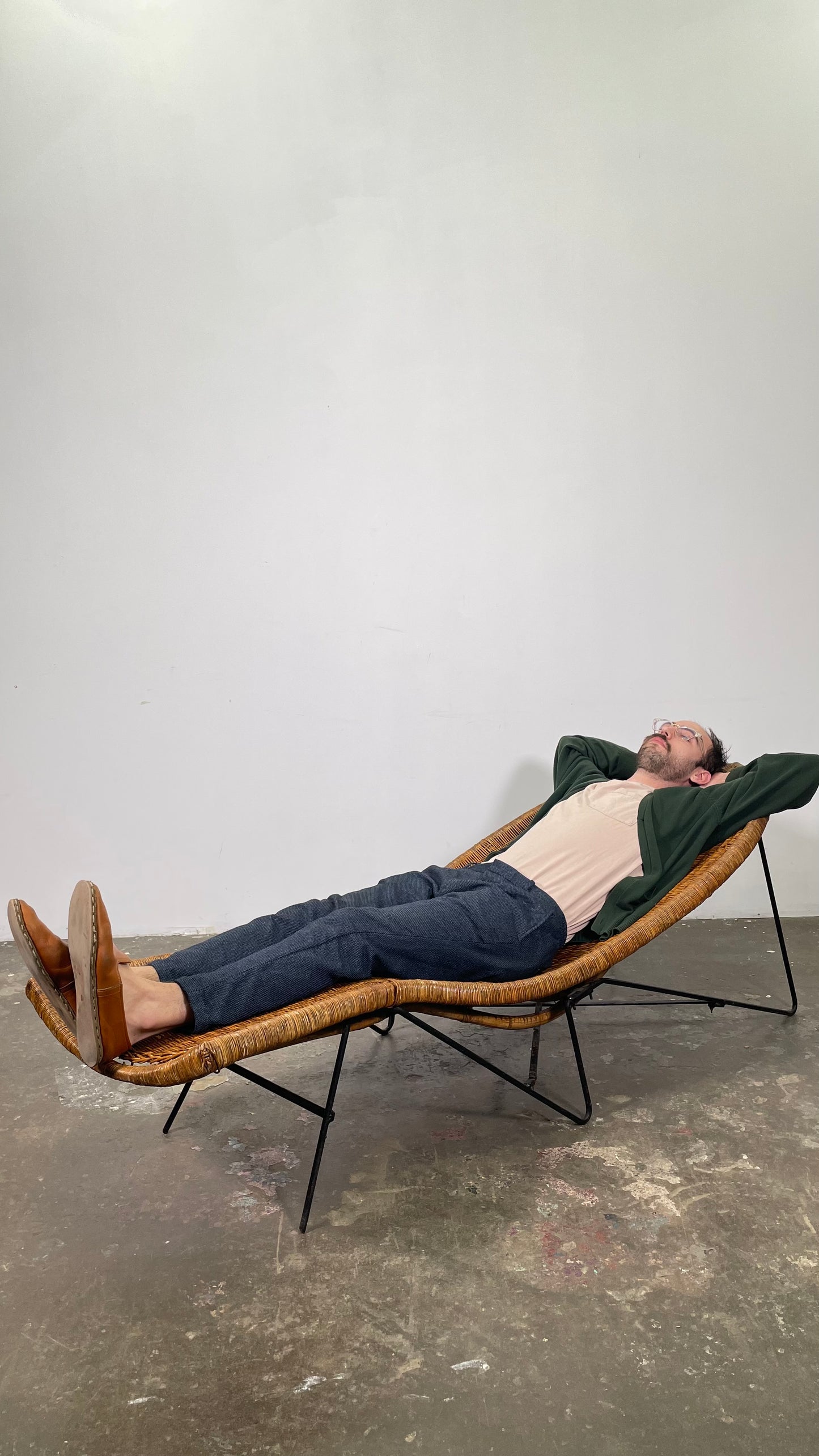 Rattan and Iron Fish Chaise Lounge