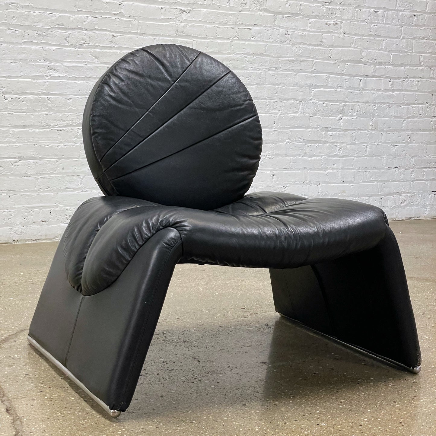 Postmodern Black Leather Chair