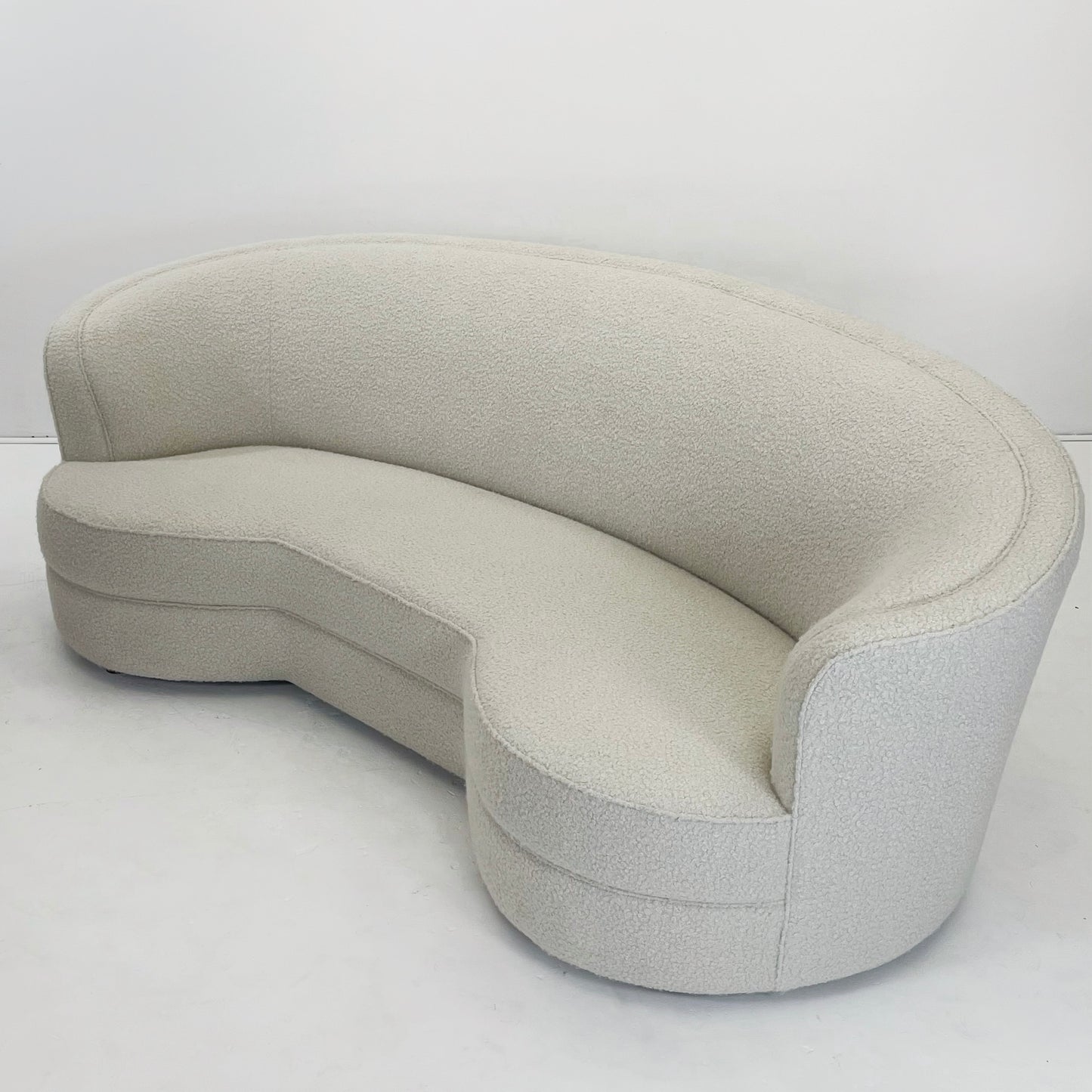 Custom Curved Sofa in White Boucle