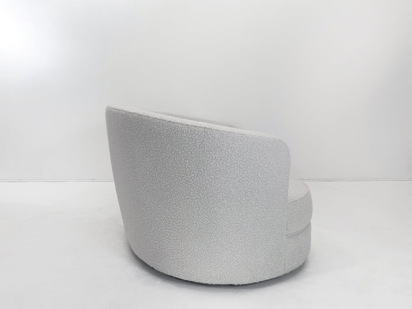 Custom Curved Sofa in White Boucle