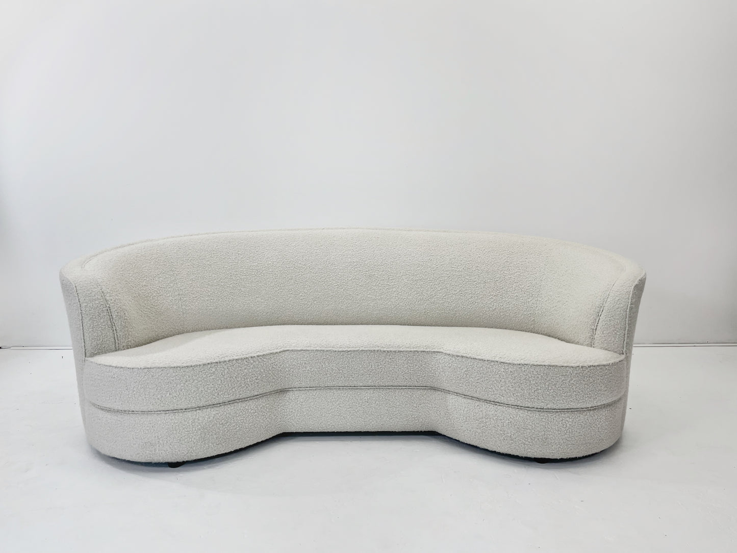 Custom Curved Sofa in White Boucle