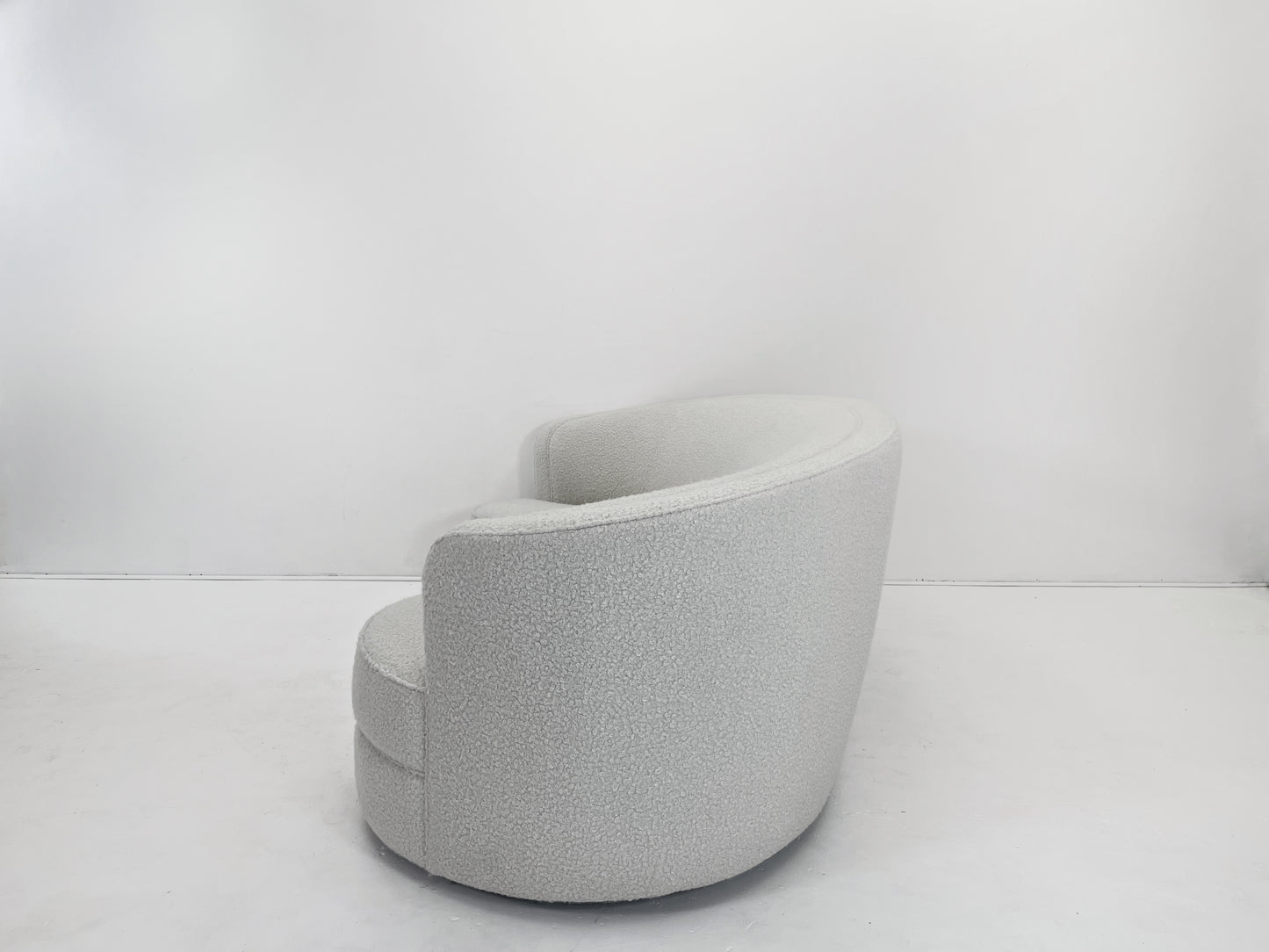 Custom Curved Sofa in White Boucle