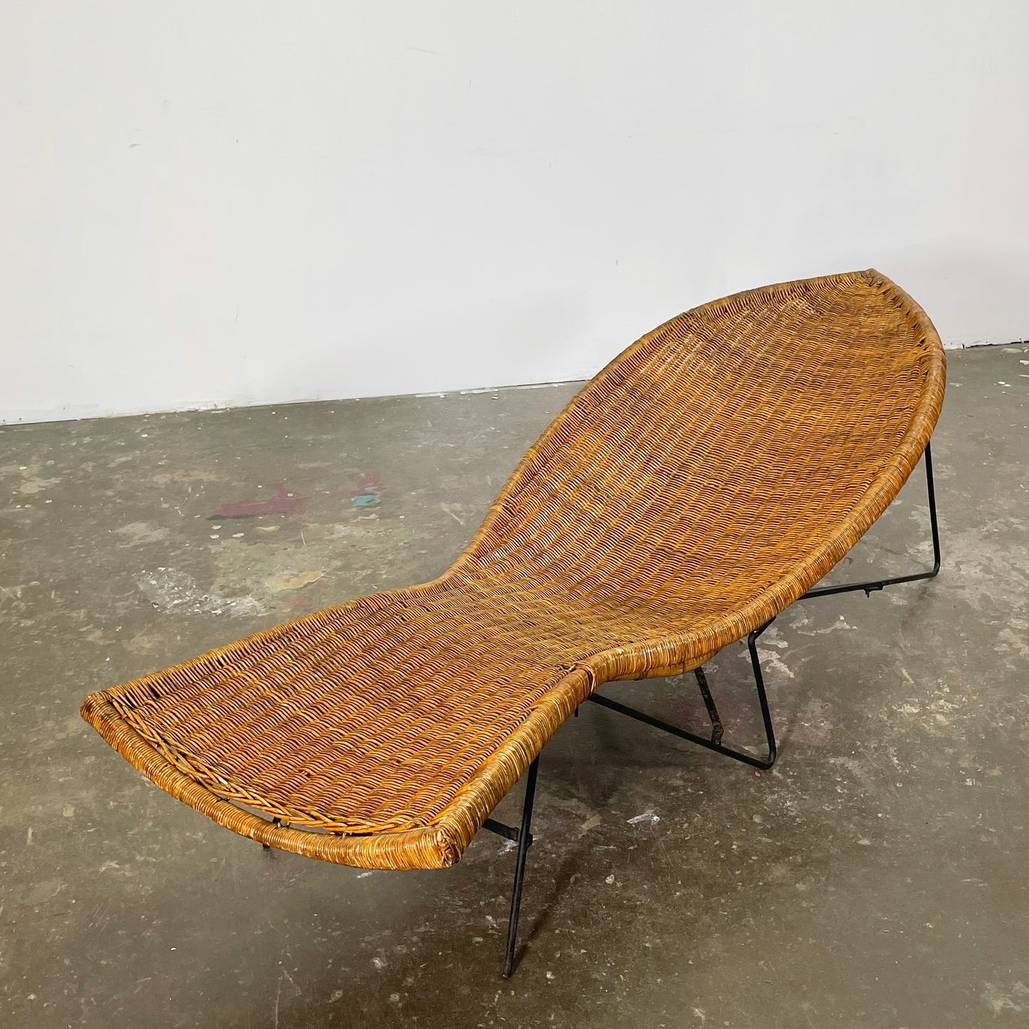 Rattan and Iron Fish Chaise Lounge
