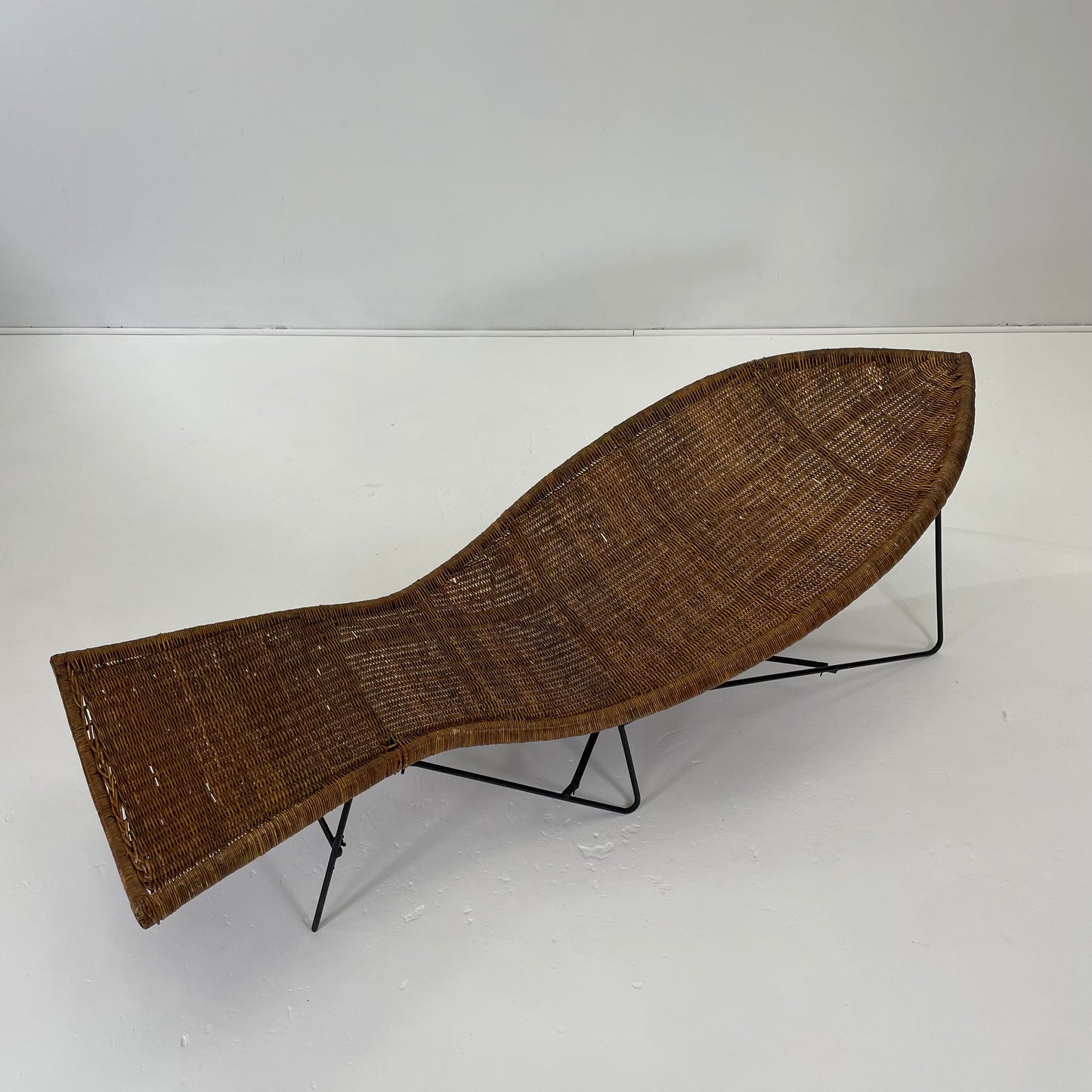 Rattan and Iron Fish Chaise Lounge