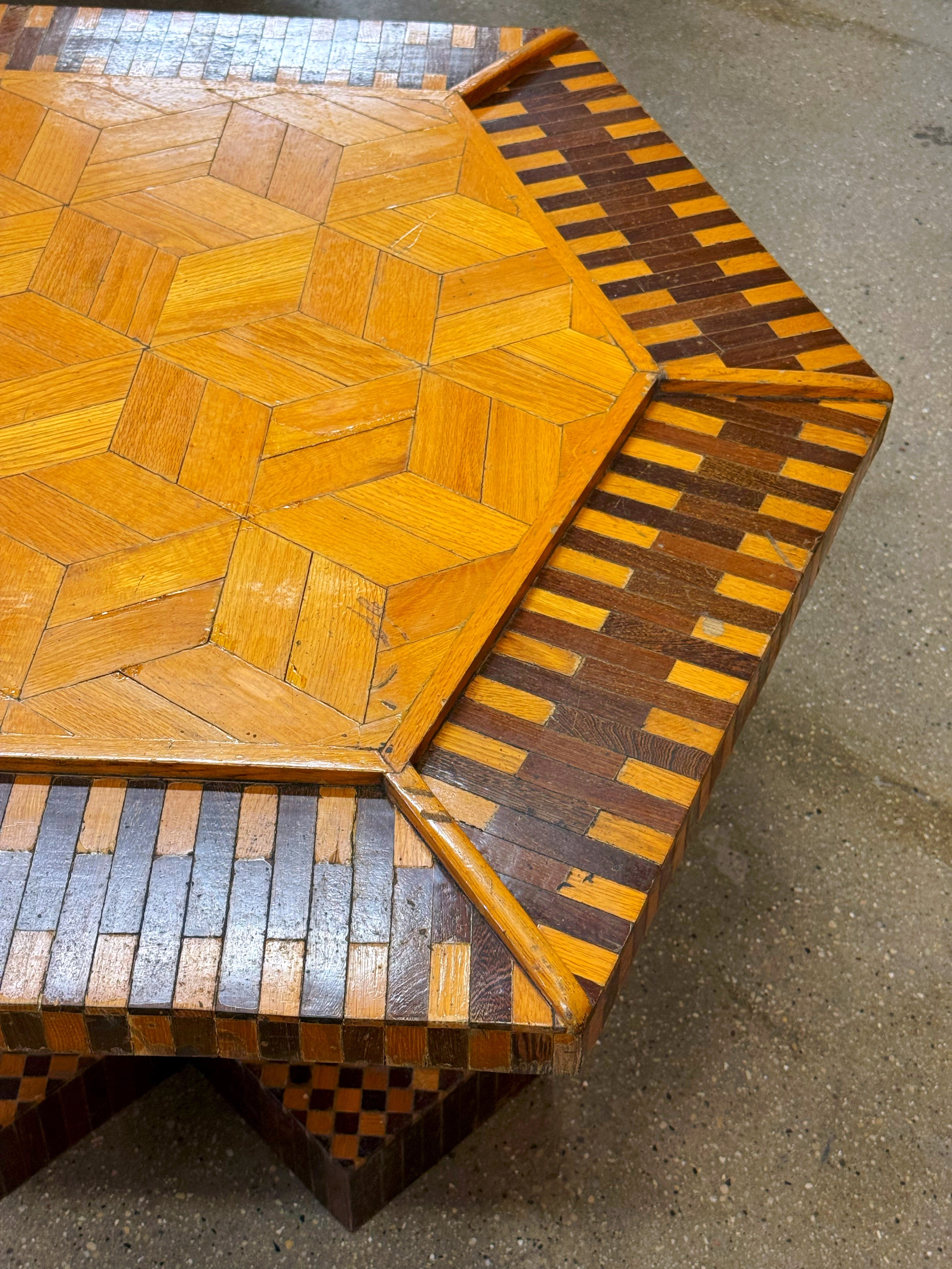Handcrafted Folk Art Parquetry Table