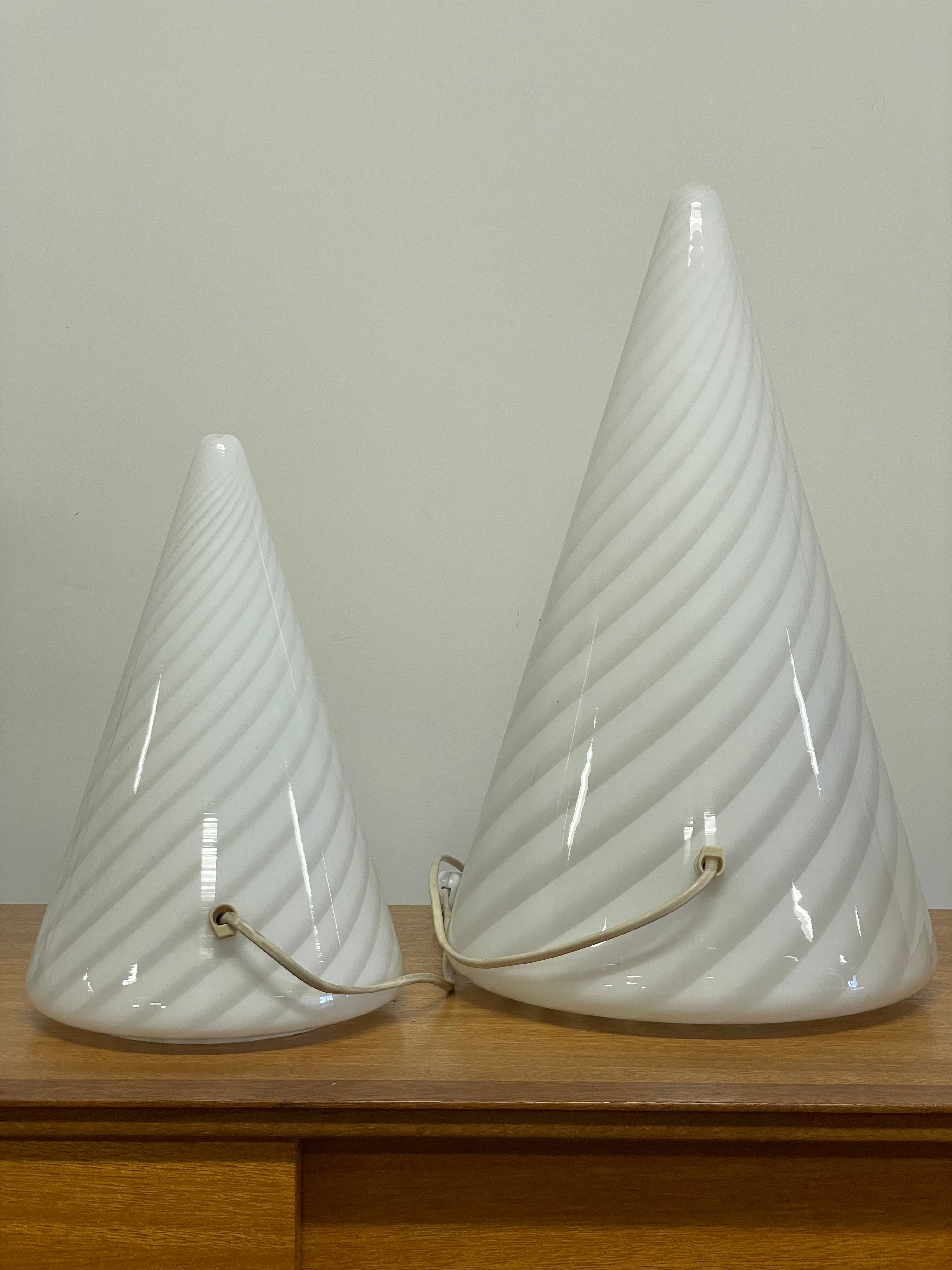 Murano glass cone lamps
