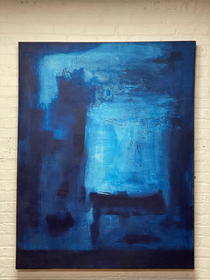 Large Blue Painting signed Sherman 69