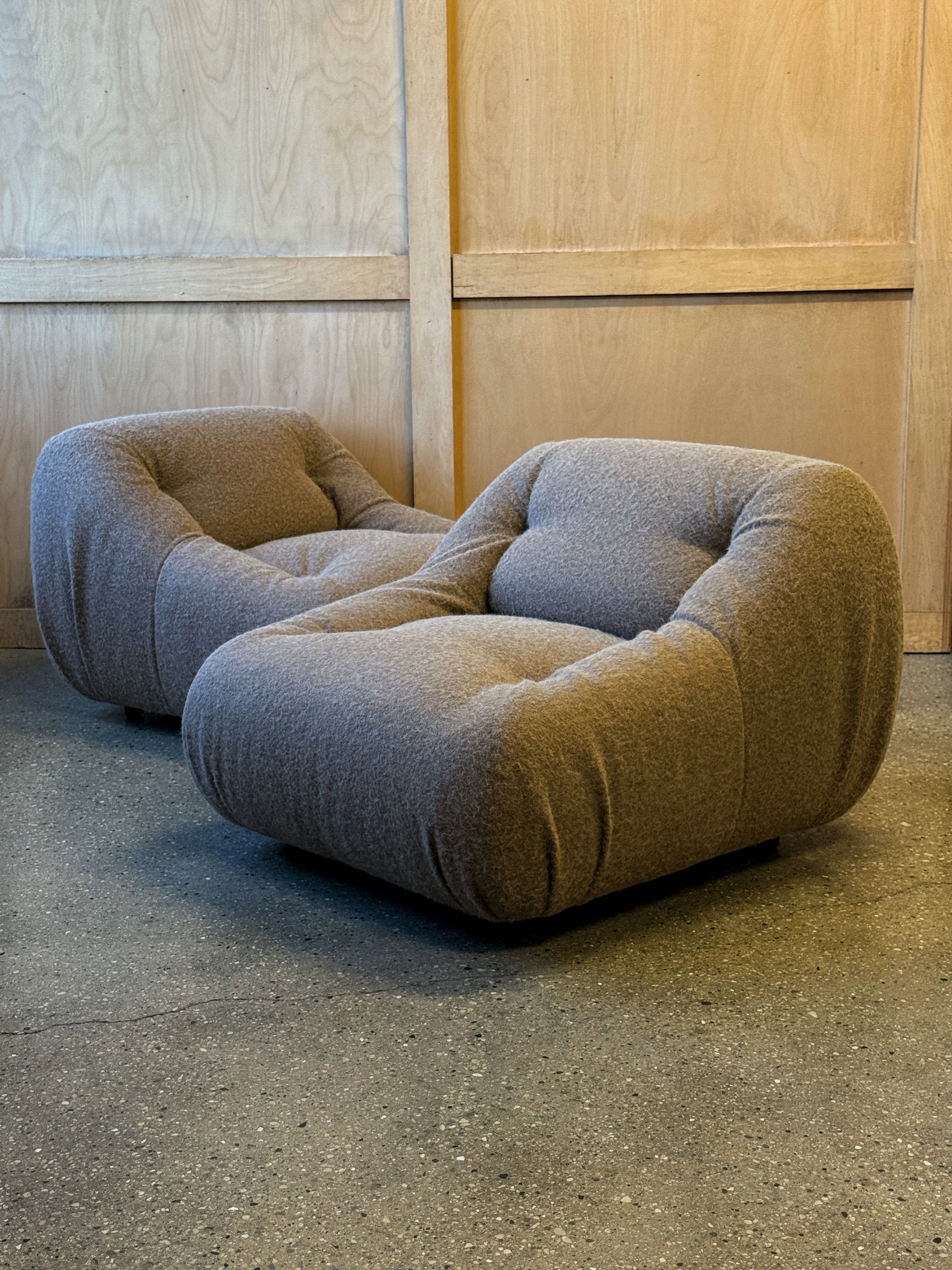 Pair of pouf lounge chairs