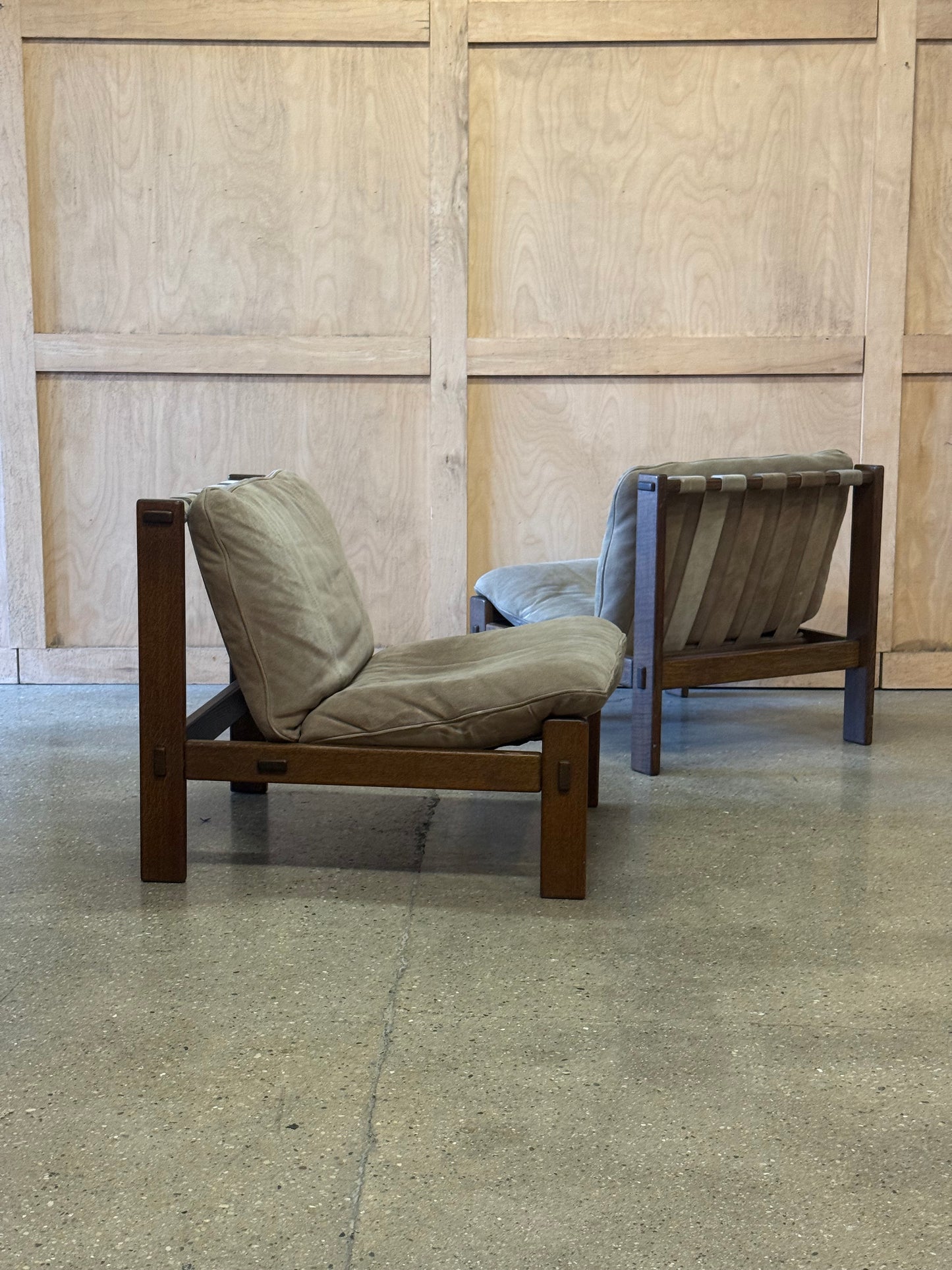 Pair of Dutch Oak Sling Chairs