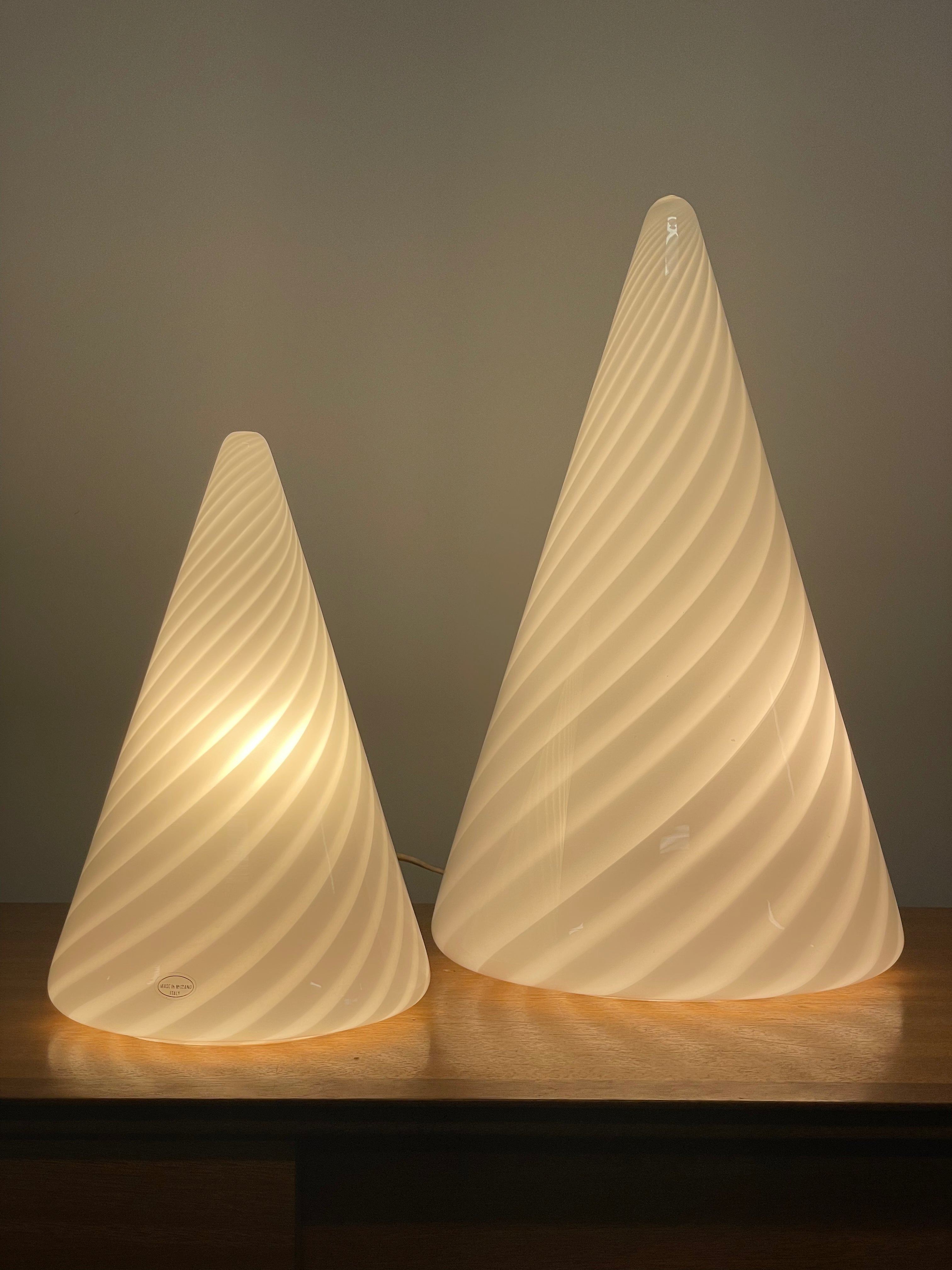 Murano glass cone lamps