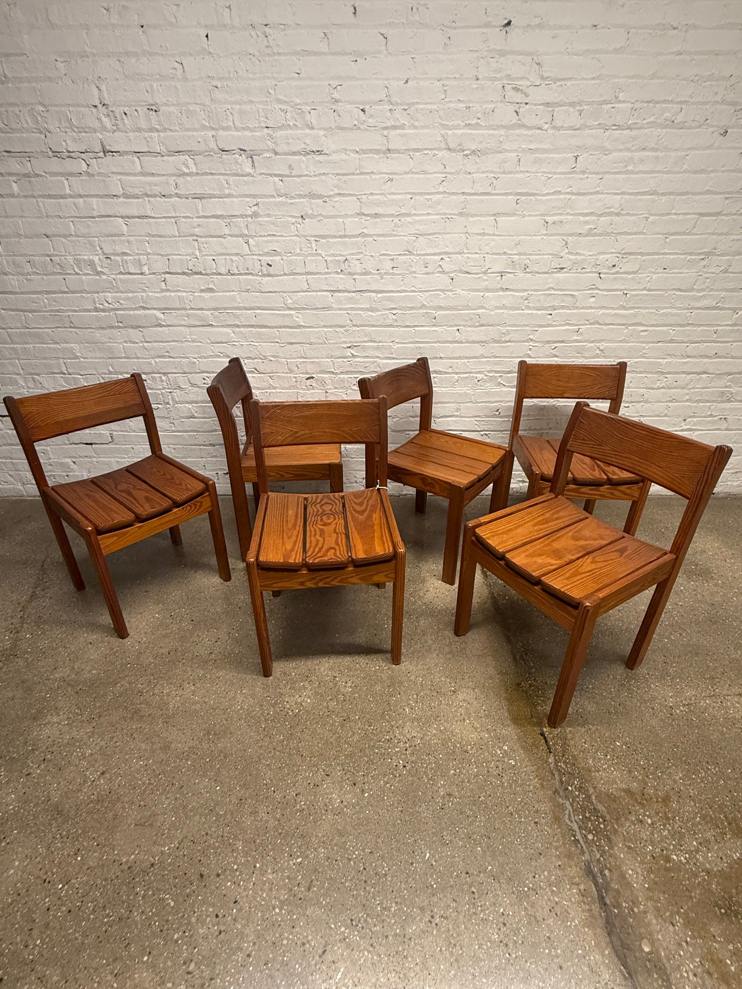 Set of six Scandinavian Pine Dining chairs