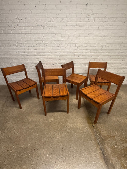 Set of six Scandinavian Pine Dining chairs