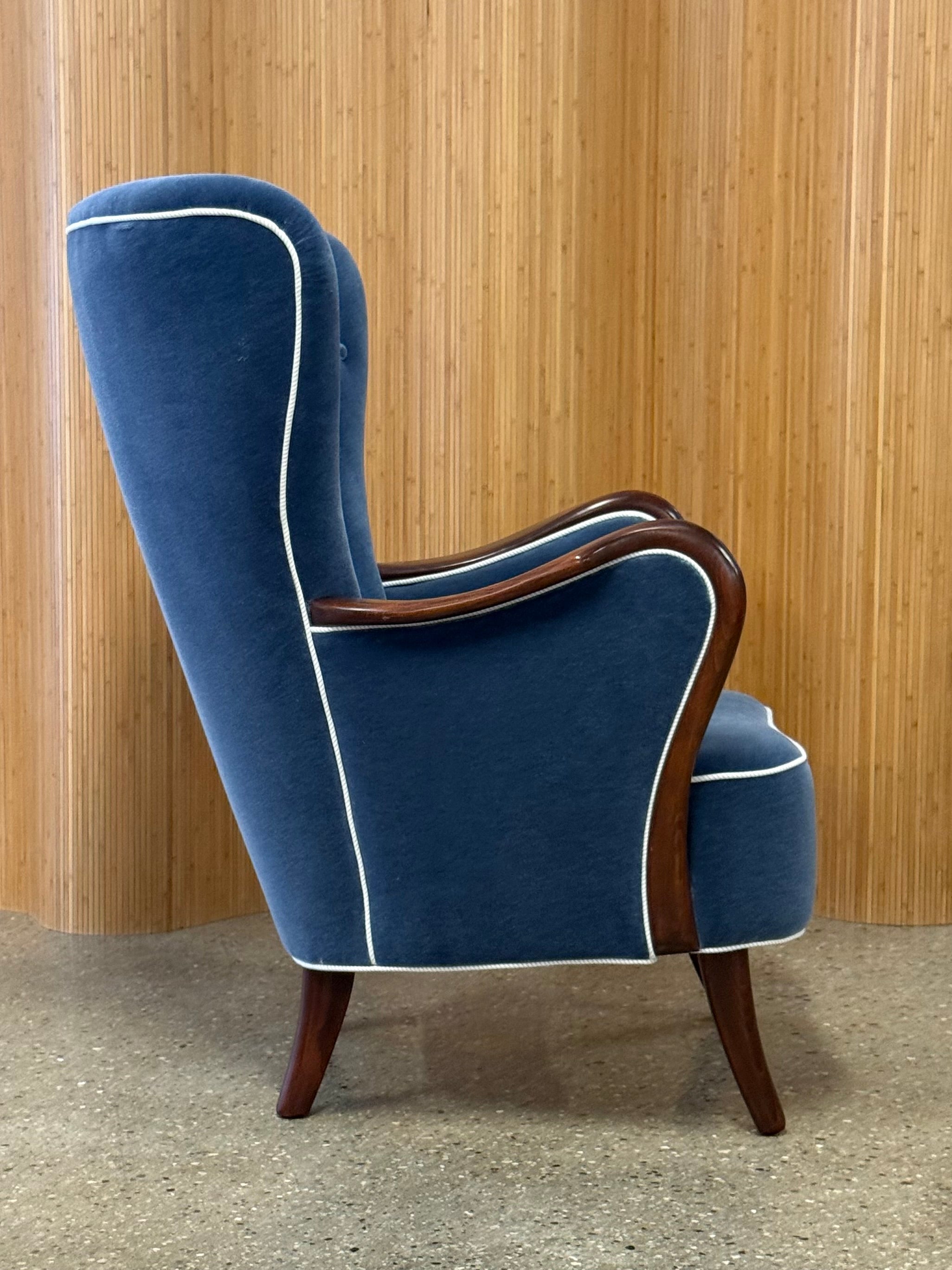 Danish Art Deco Wingback Lounge Chair
