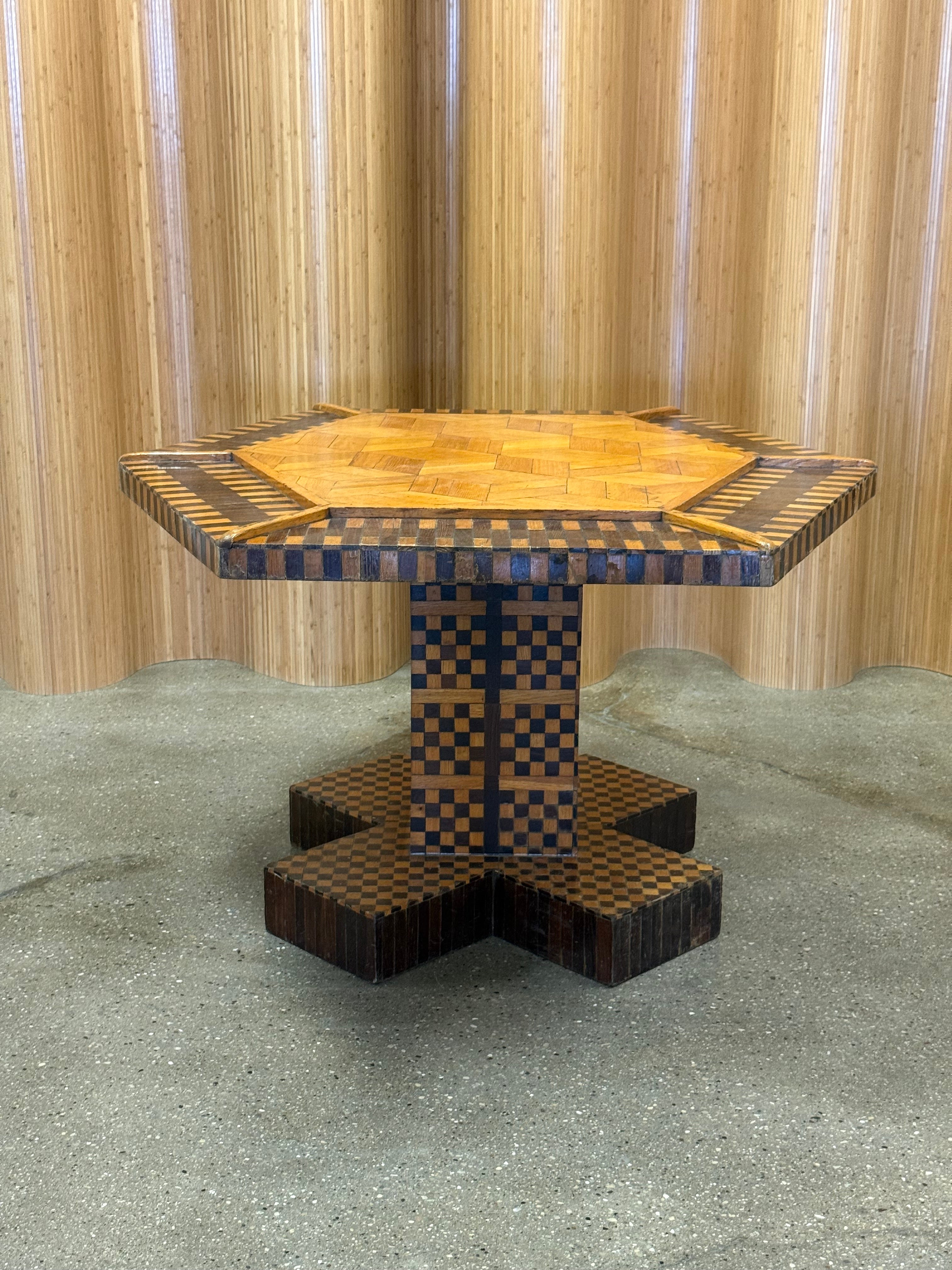 Handcrafted Folk Art Parquetry Table