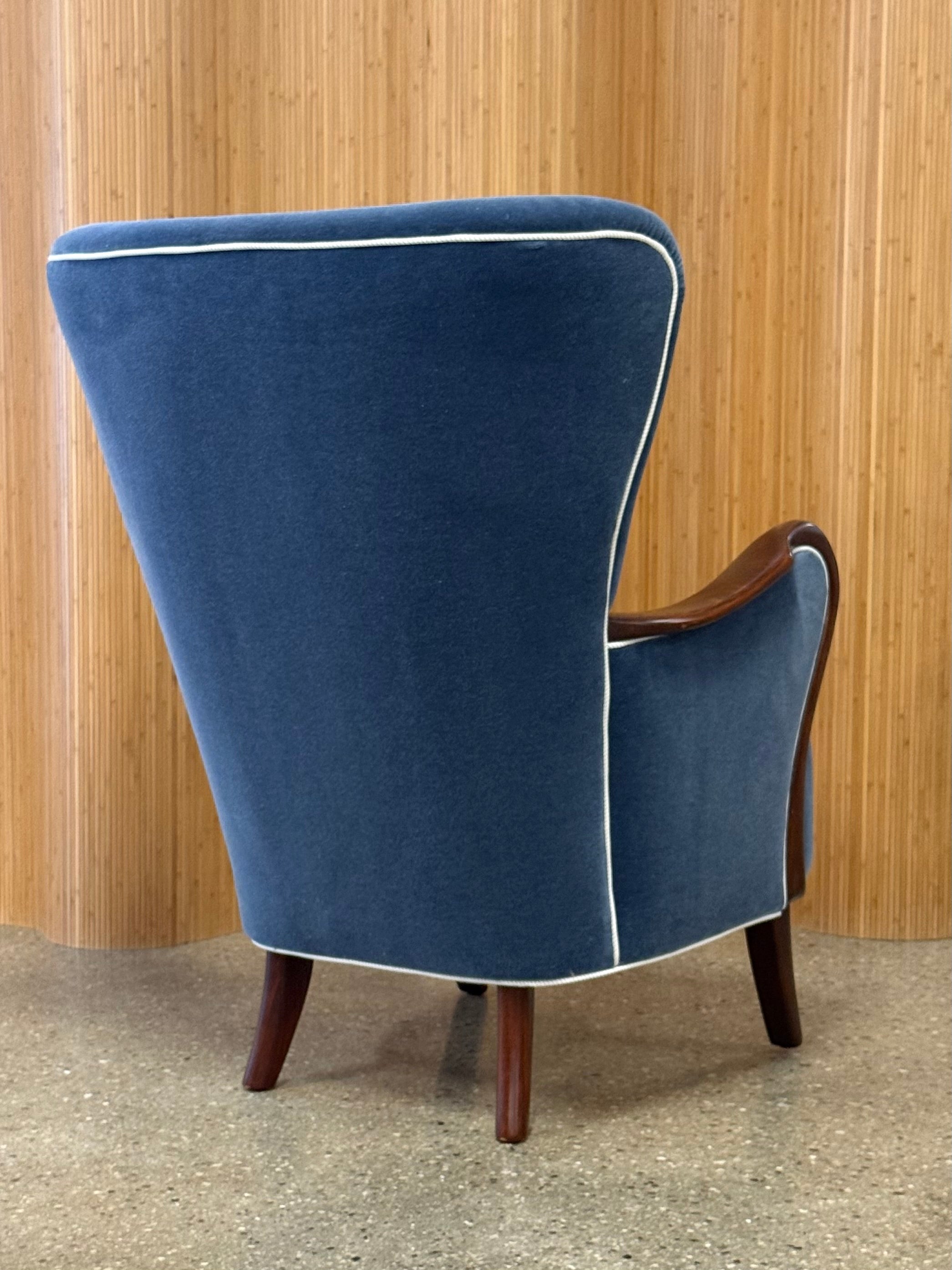 Danish Art Deco Wingback Lounge Chair