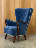 Danish Art Deco Wingback Lounge Chair