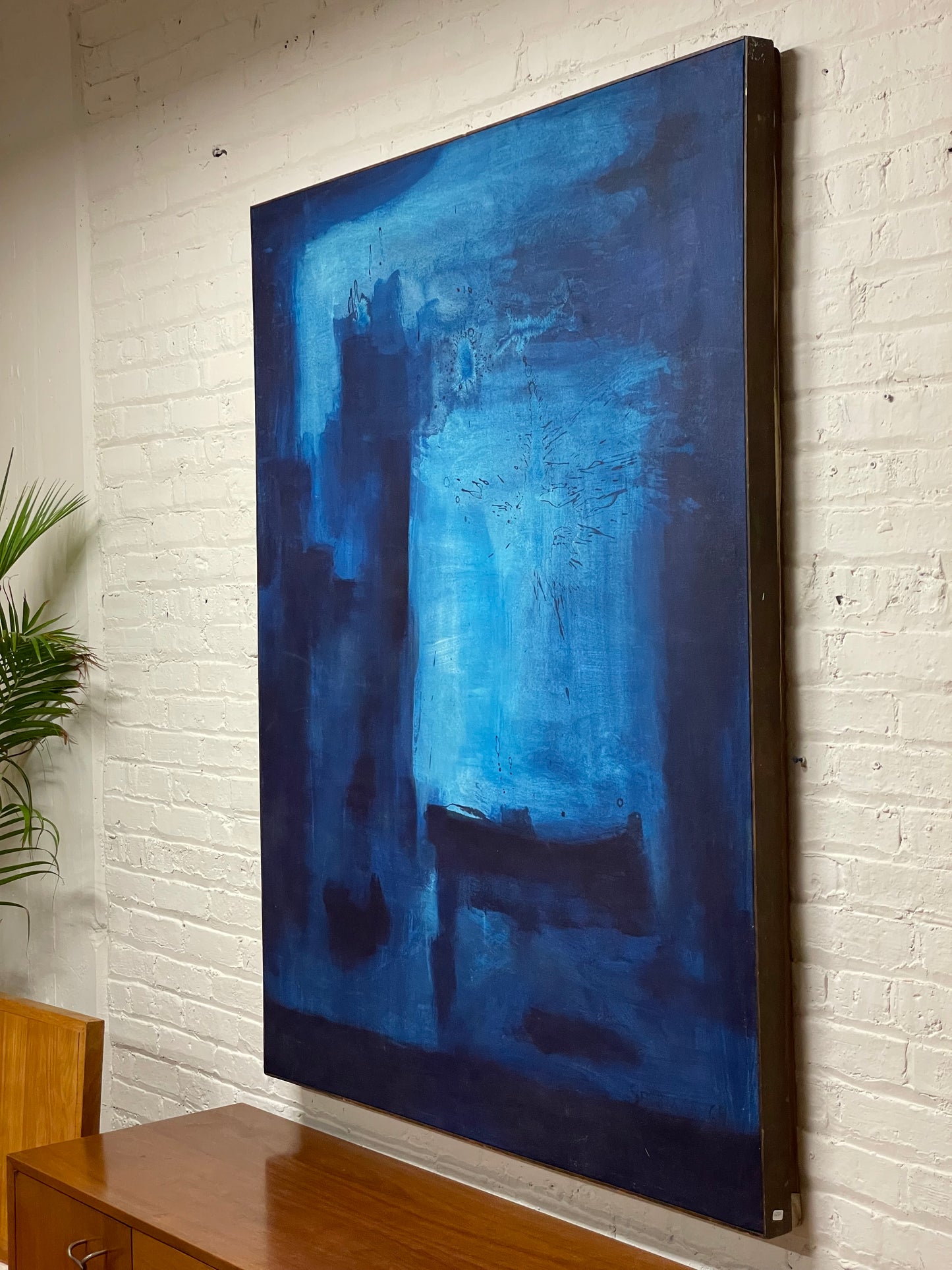 Large Blue Painting signed Sherman 69