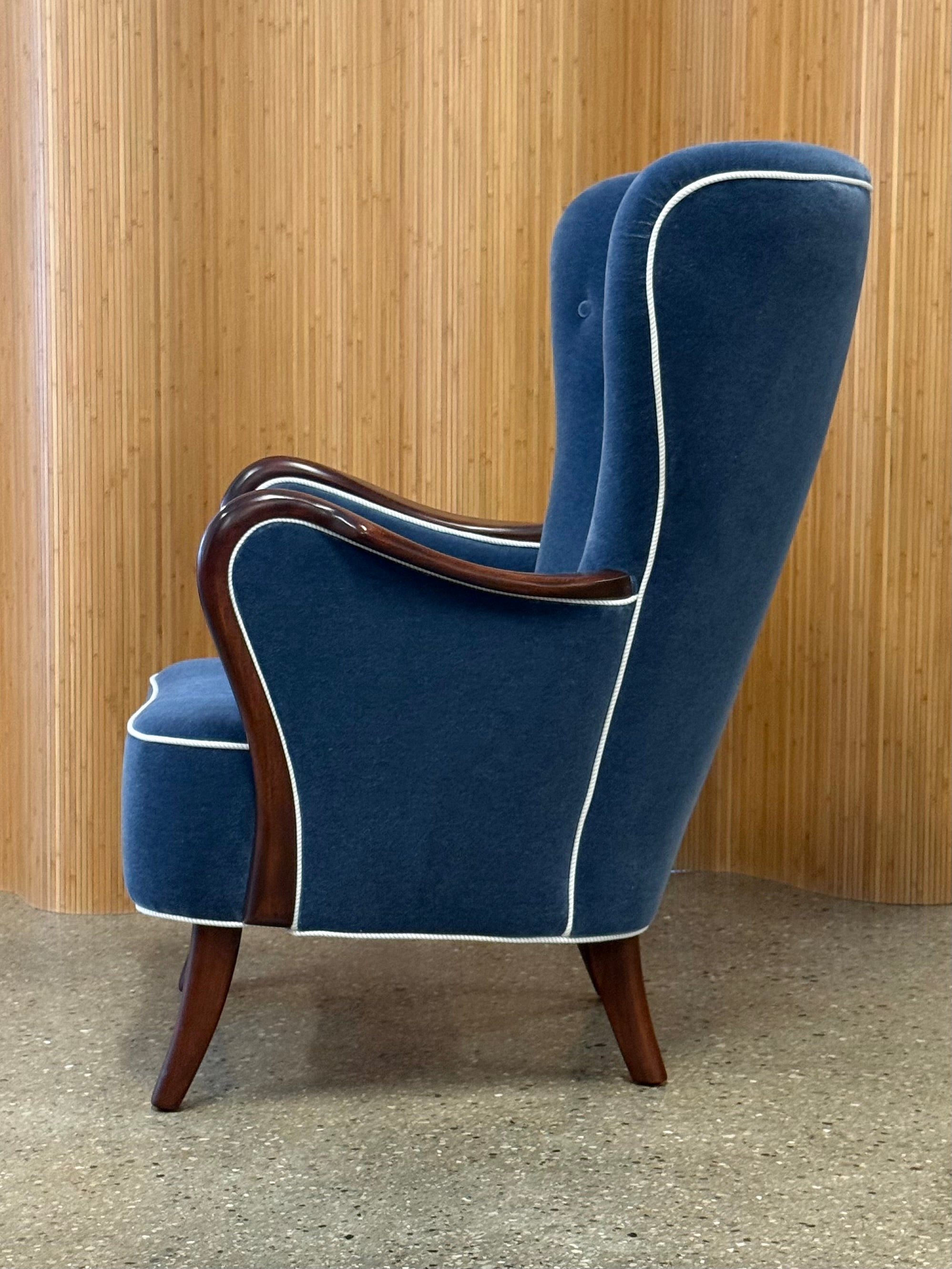 Danish Art Deco Wingback Lounge Chair