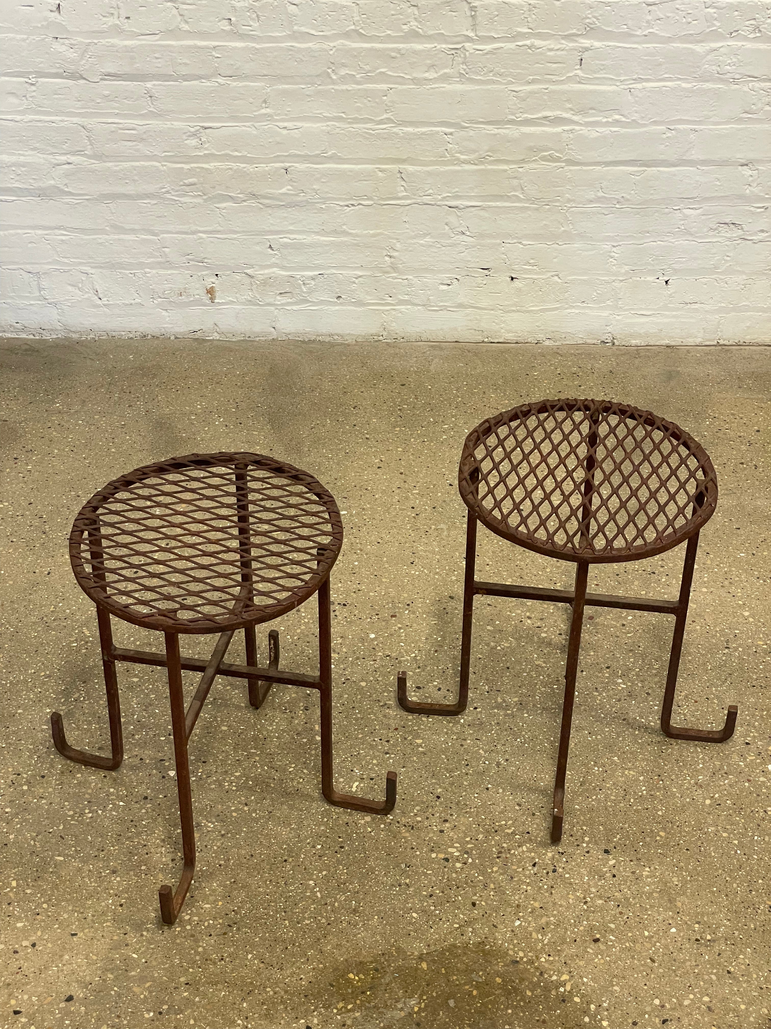 Pair of iron end tables