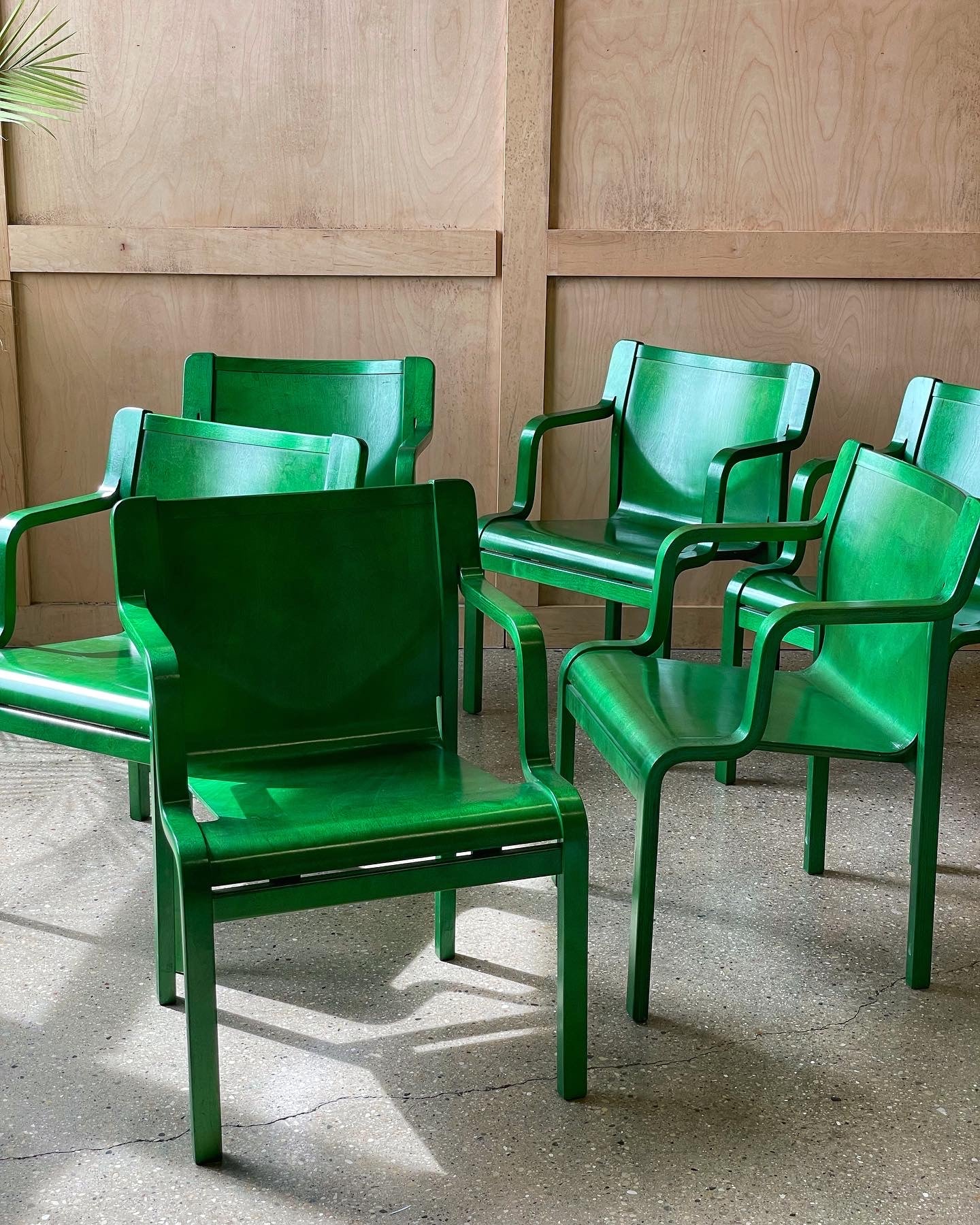 Set of Six Green Chairs