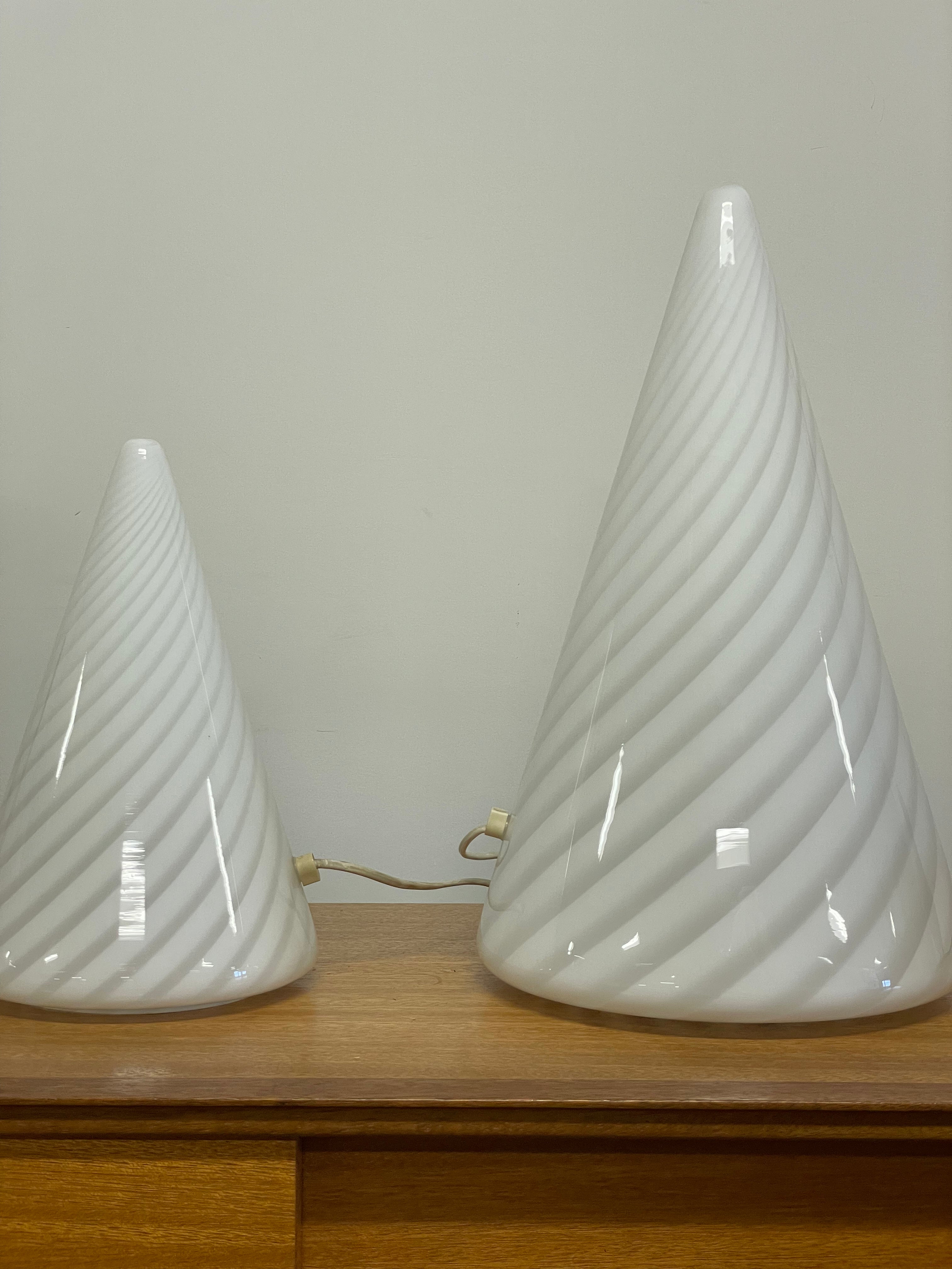 Murano glass cone lamps