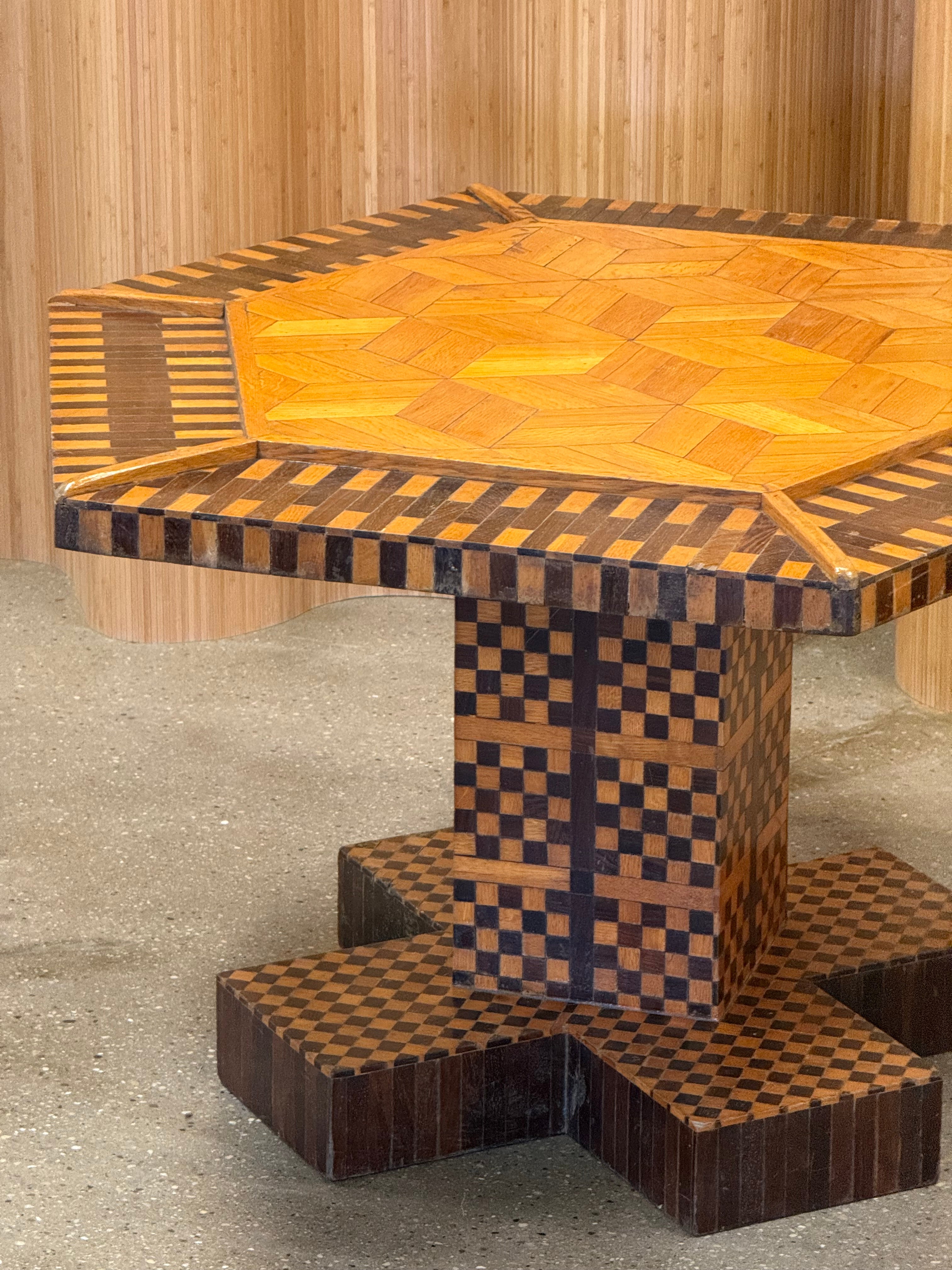 Handcrafted Folk Art Parquetry Table