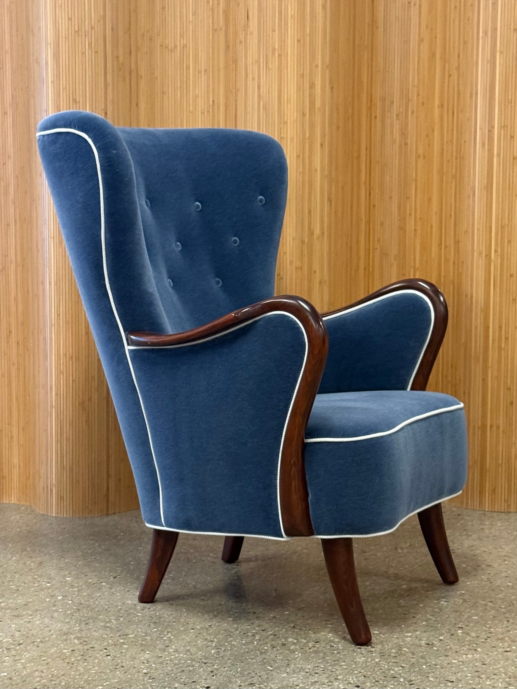 Danish Art Deco Wingback Lounge Chair