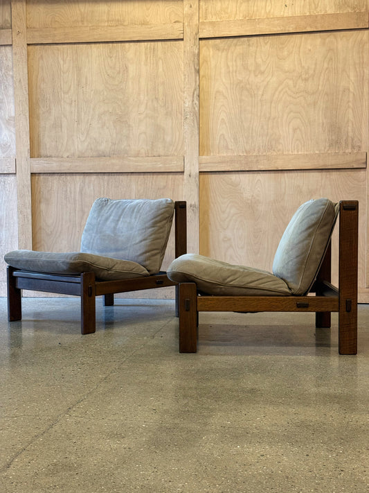 Pair of Dutch Oak Sling Chairs