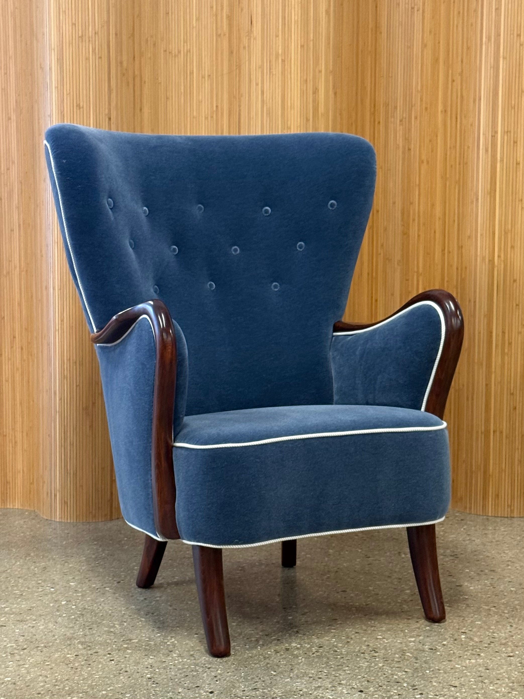 Danish Art Deco Wingback Lounge Chair
