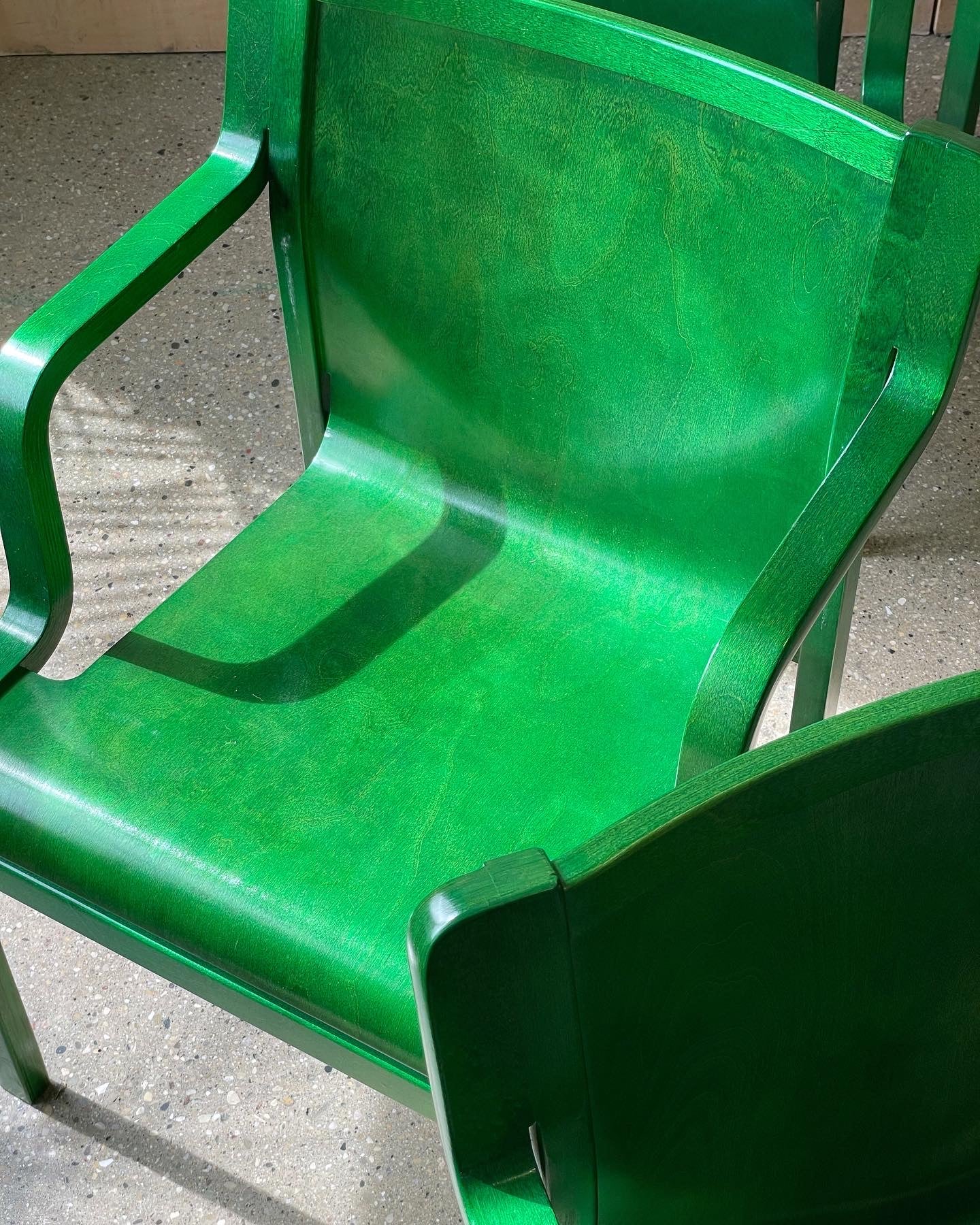 Set of Six Green Chairs