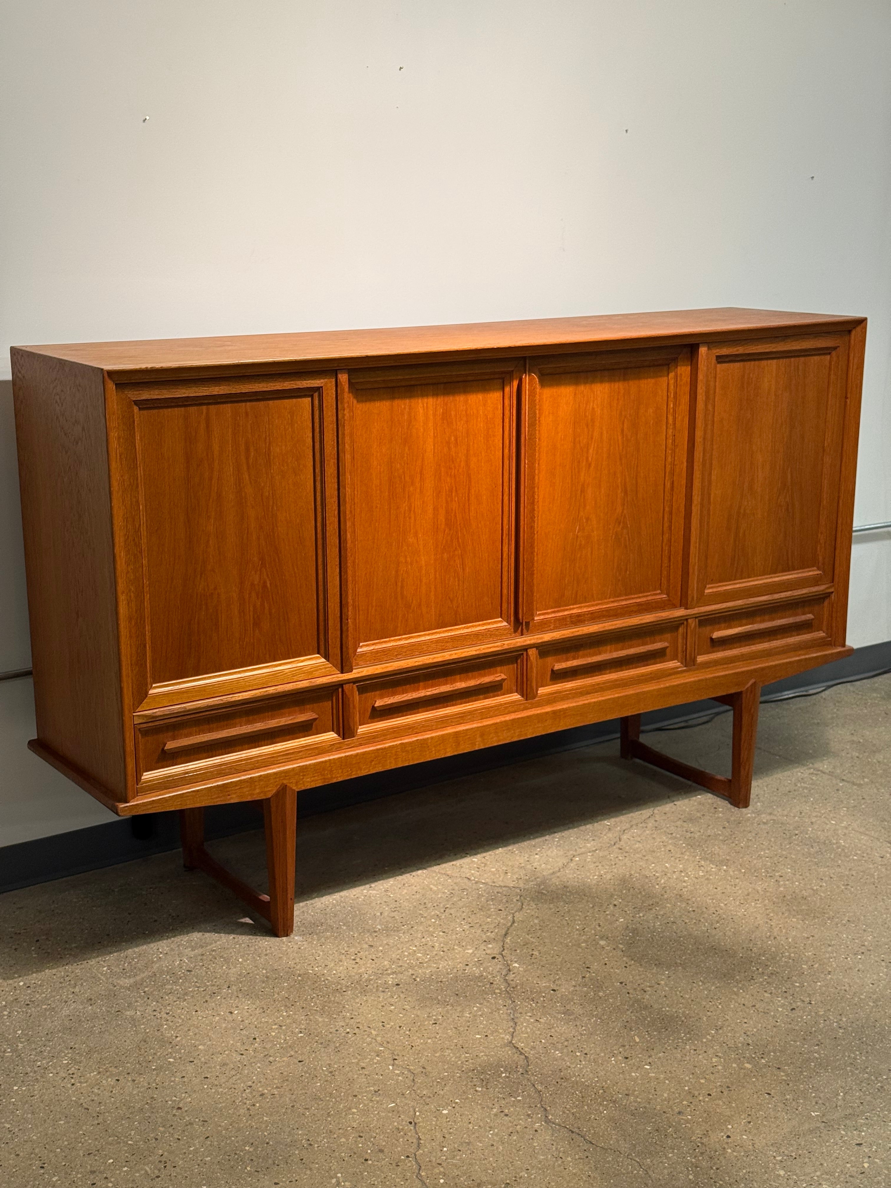 Danish Oak Highboy Credenza