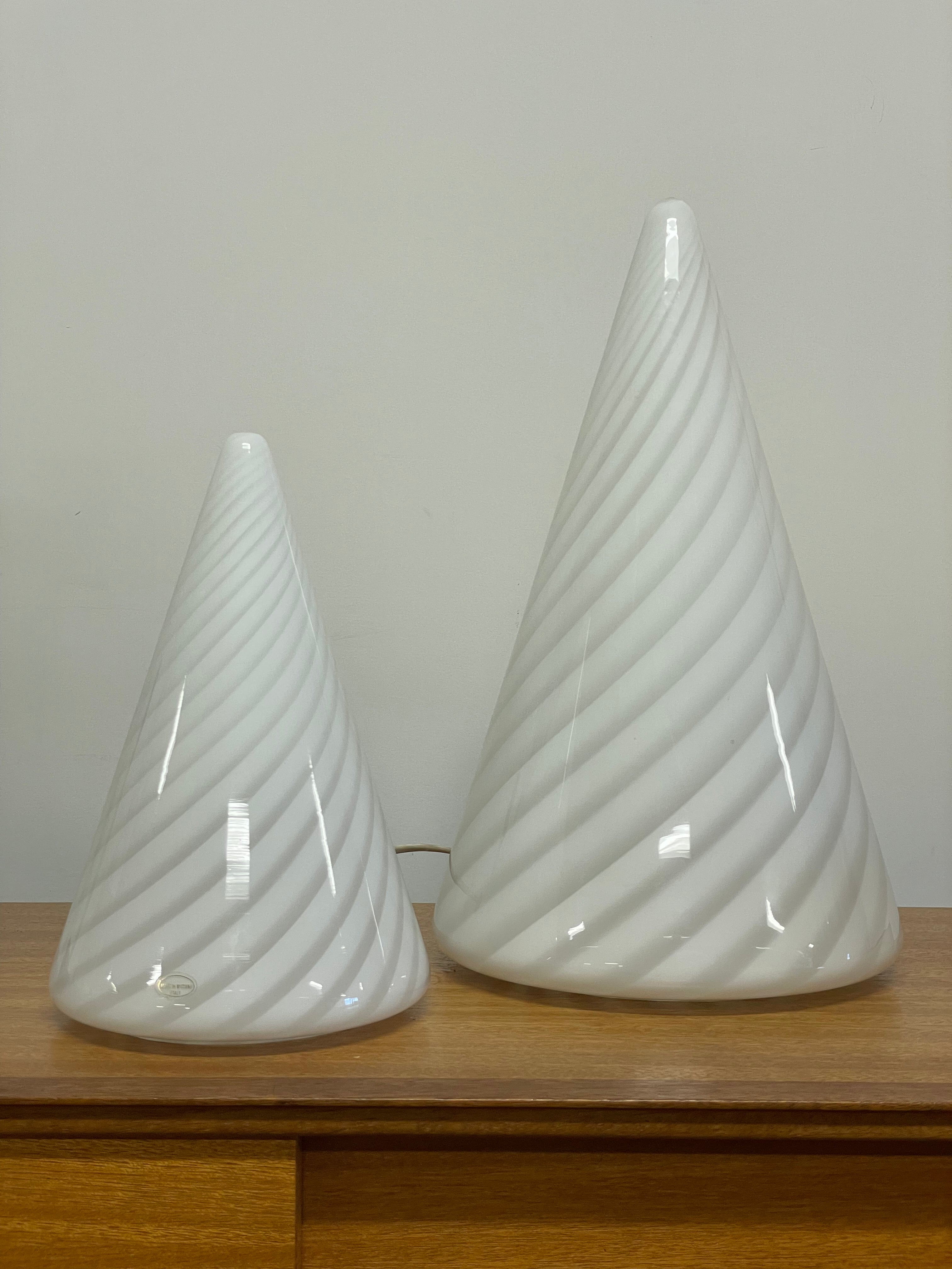 Murano glass cone lamps