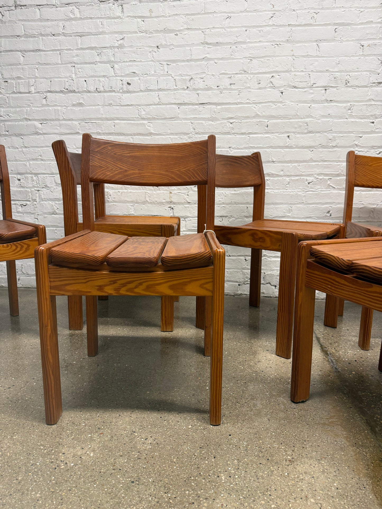 Set of six Scandinavian Pine Dining chairs