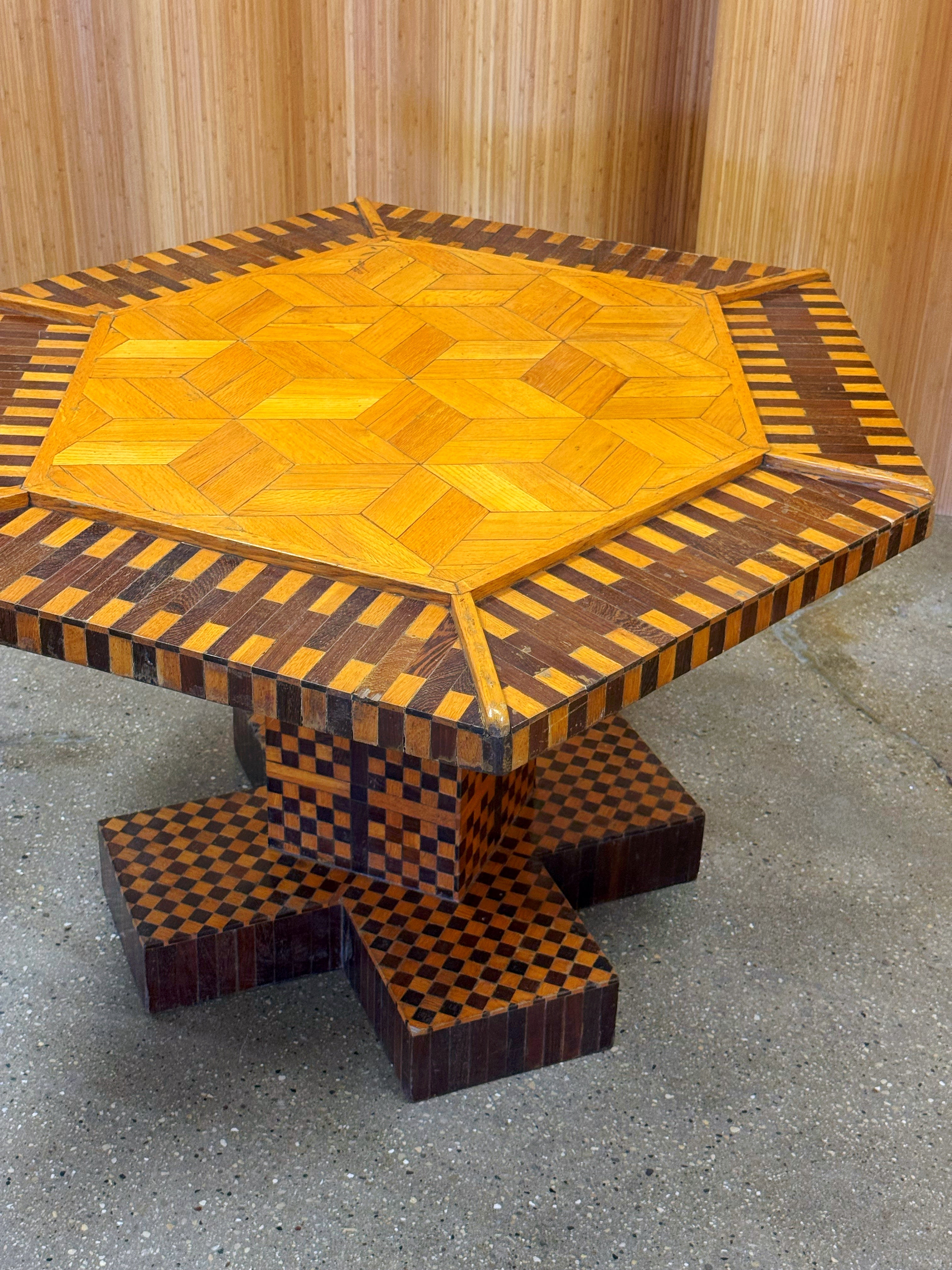 Handcrafted Folk Art Parquetry Table