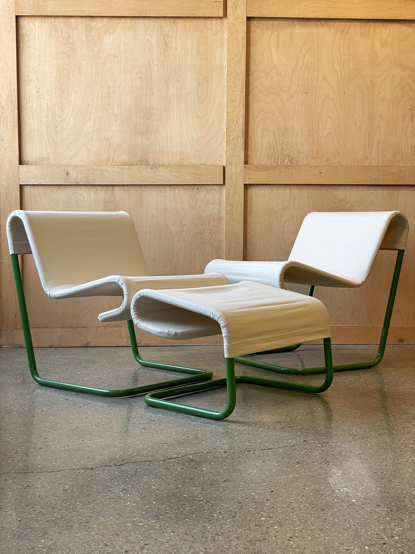 Pair of Green and Canvas chairs