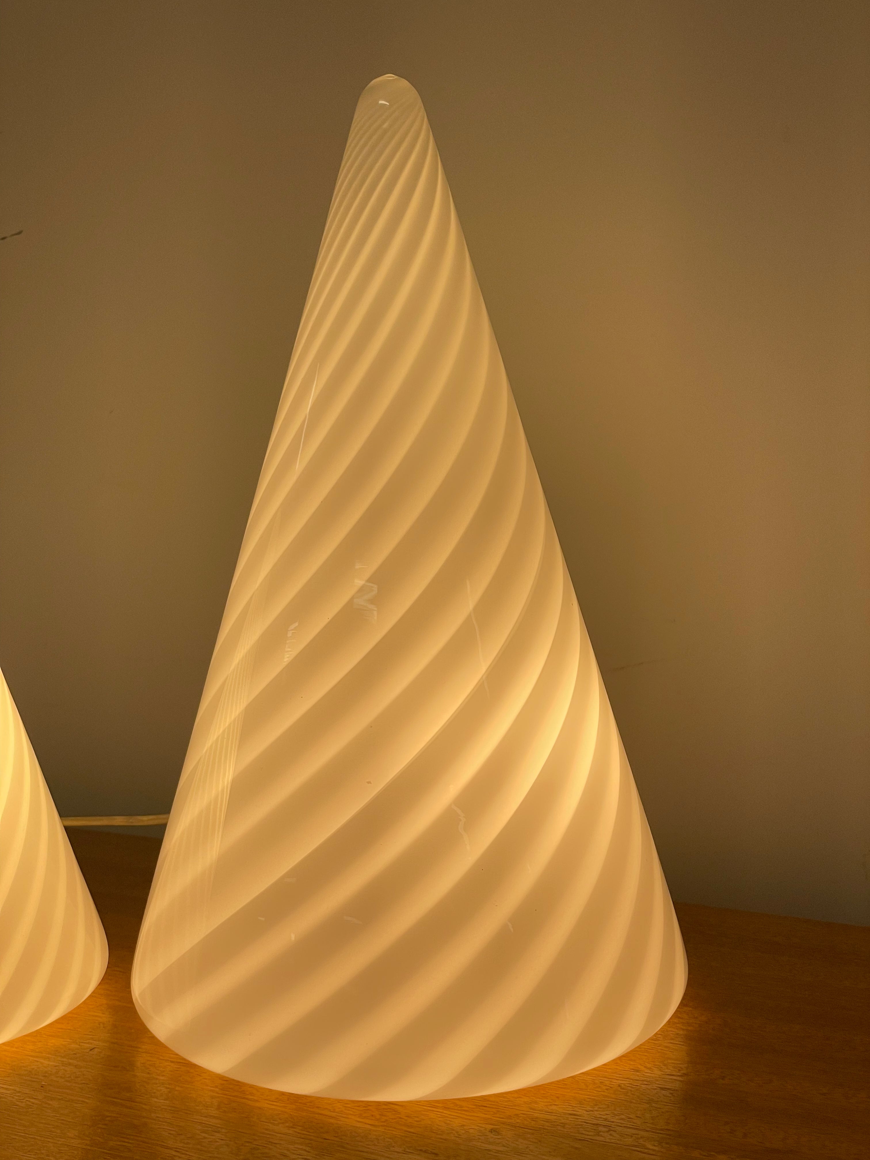 Murano glass cone lamps