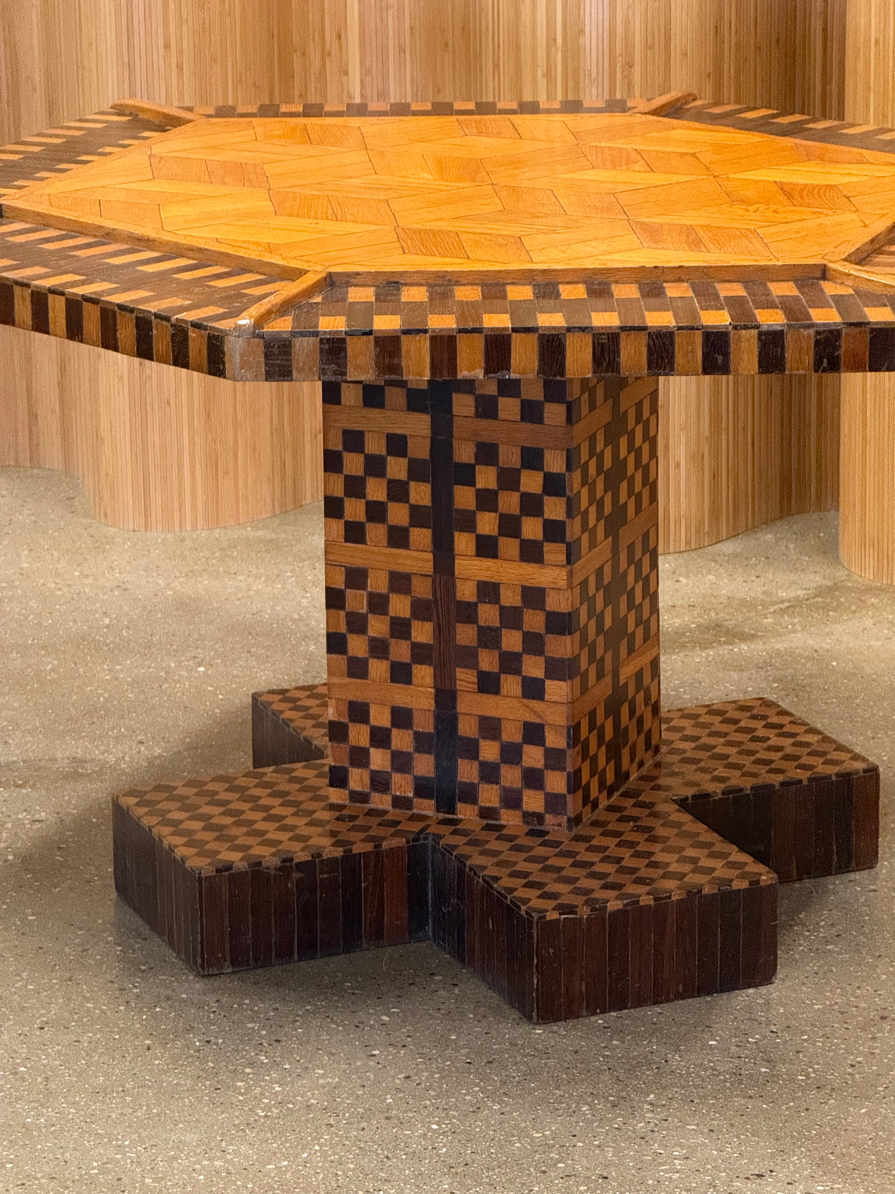 Handcrafted Folk Art Parquetry Table
