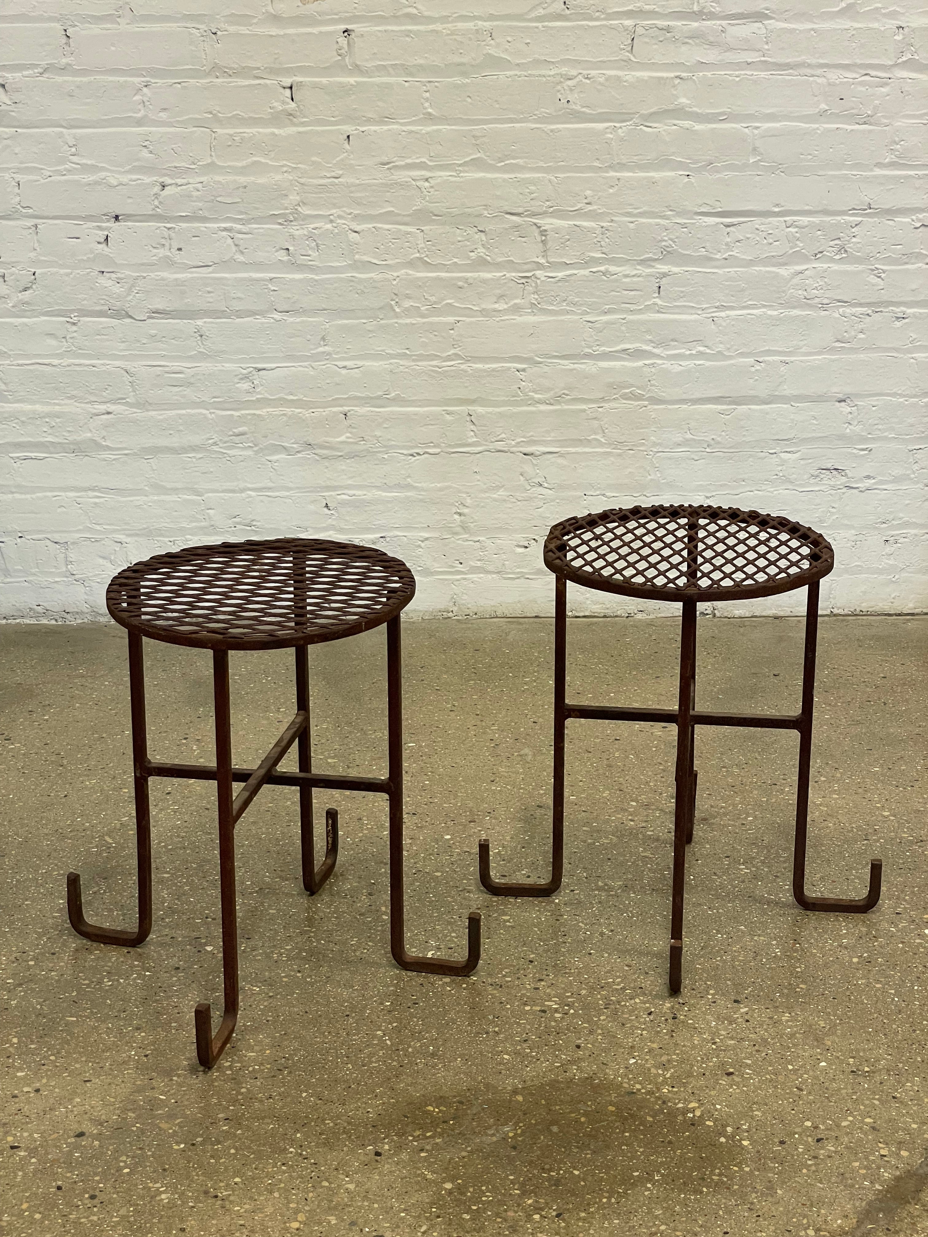 Pair of iron end tables